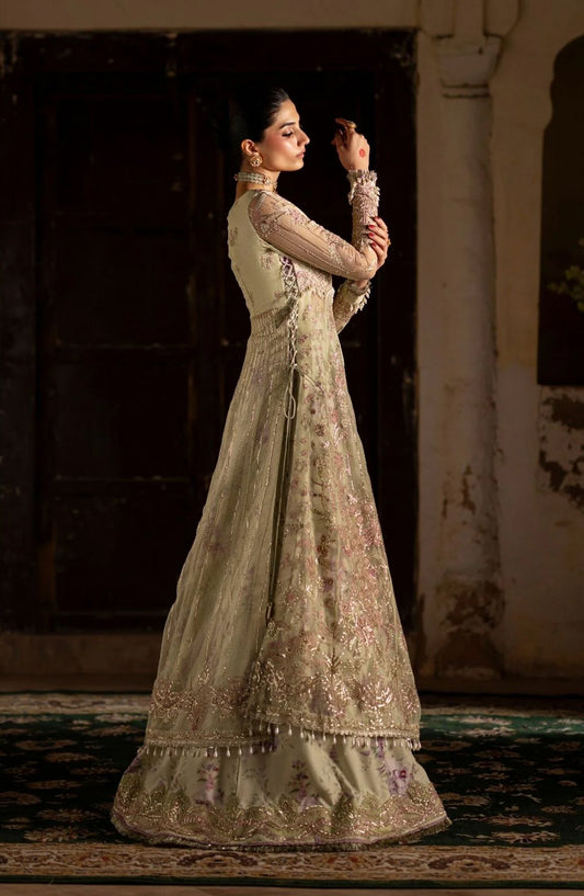 Dastan e Ishq by AJR Luxury Embroidered Organza Unstitched 3 Piece Suit - AJR-DS-07 GHAZAL - AJR25DST - Green - Festive Formals Collection