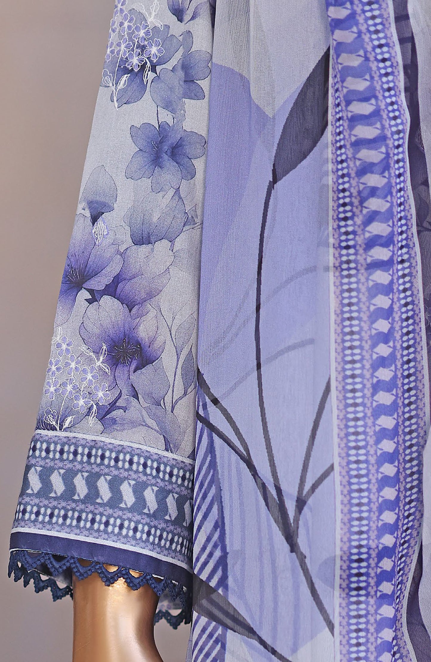 Dhagakari by HZ Textile Embroidered Lawn Unstitched 3 Piece Suit - D-12 - HZ26DGK - Blue - Summer Collection