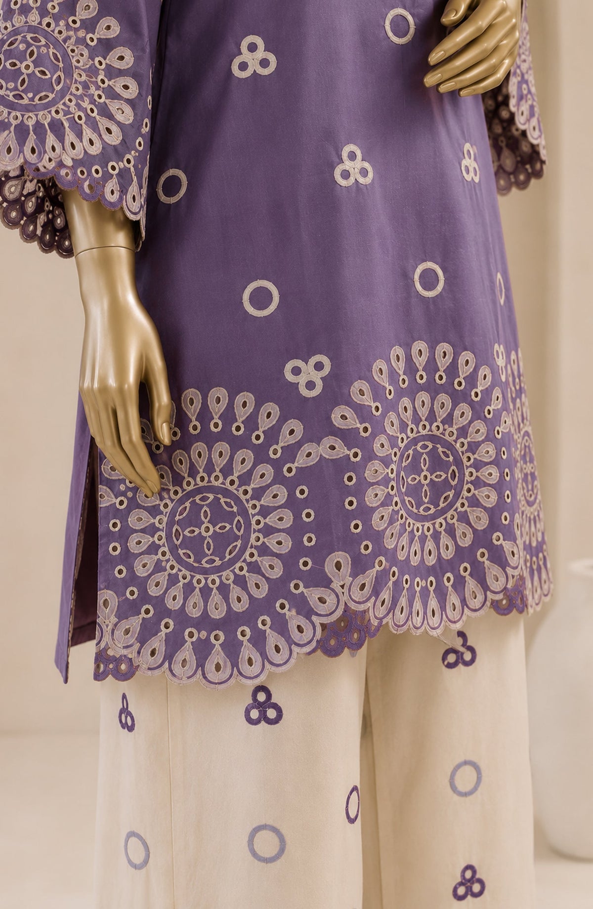 Dur e Hawa by Amna Khadija Embroidered Cotton Lawn Stitched 2 Piece Suit - AKDH-LP-01-A - AM26HWD - Purple - Summer Collection