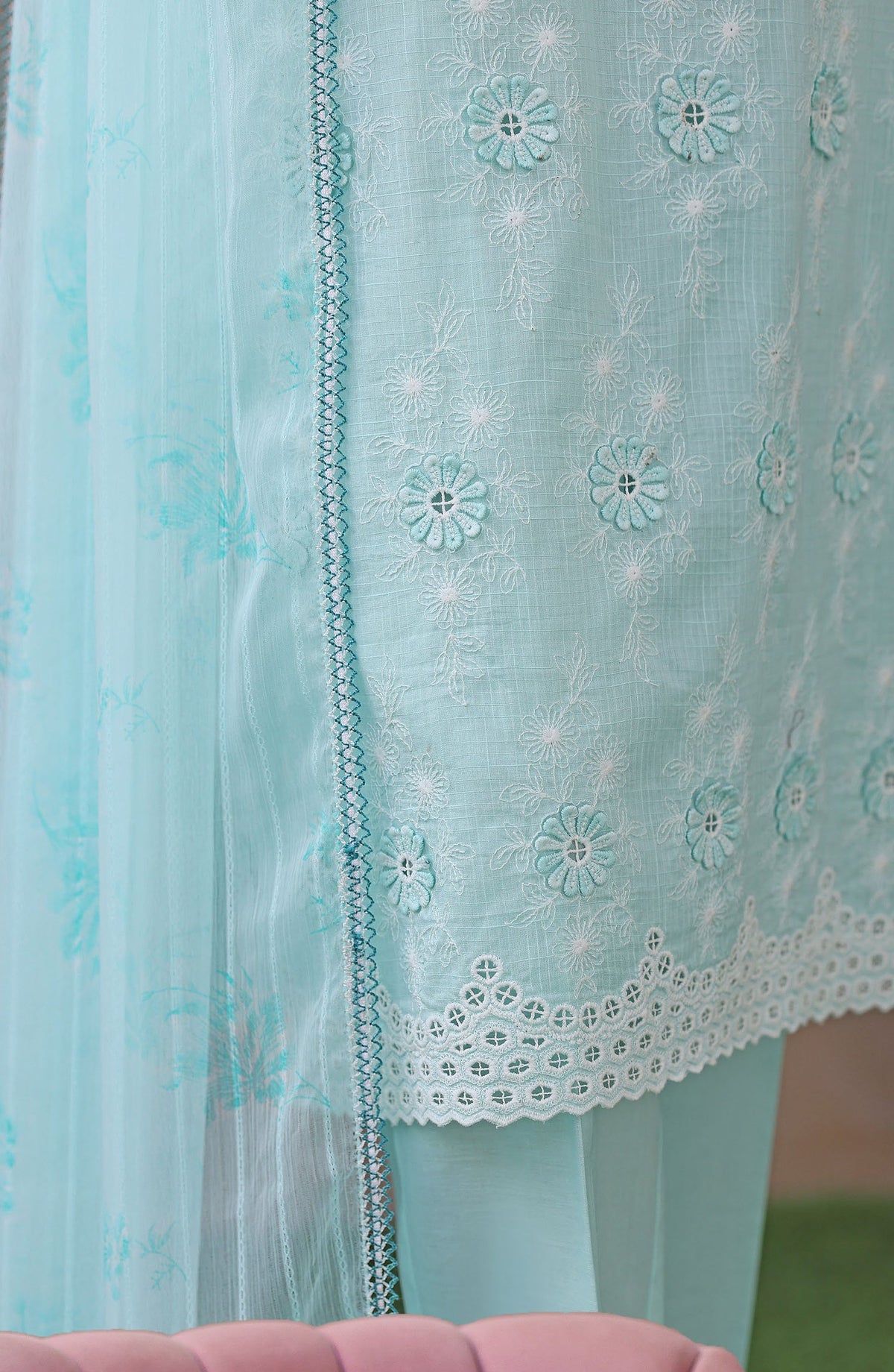 Dynasty by HZ Embroidered Lawn Unstitched 3 Piece Suit - D-08 - HZ26THR - Sky Blue - Summer Collection