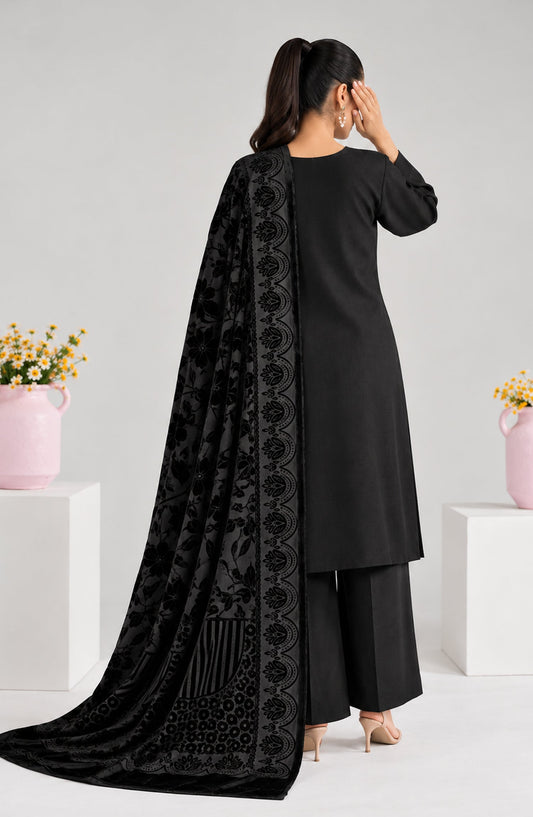 Eclat De Lilas Palachio by Amna Khadija Moonlight Unstitched 3 Piece Suit - AKED-07 - AM26EDP - Black - Winter Collection