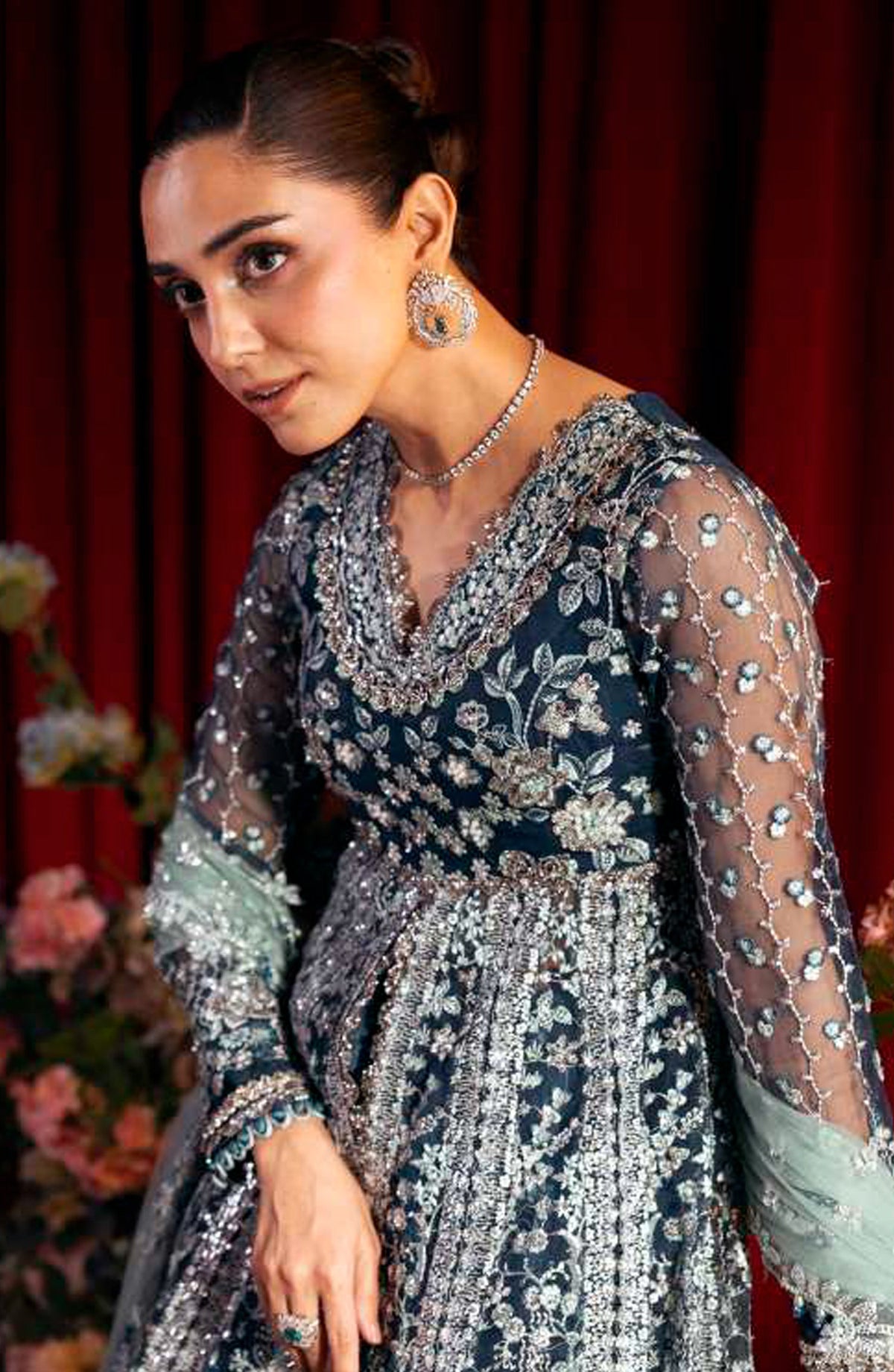 Elaf Serenade Embroidered Organza Unstitched 3 Piece Suit - EHM-02 - EL26SRN - Blue - Formal Collection