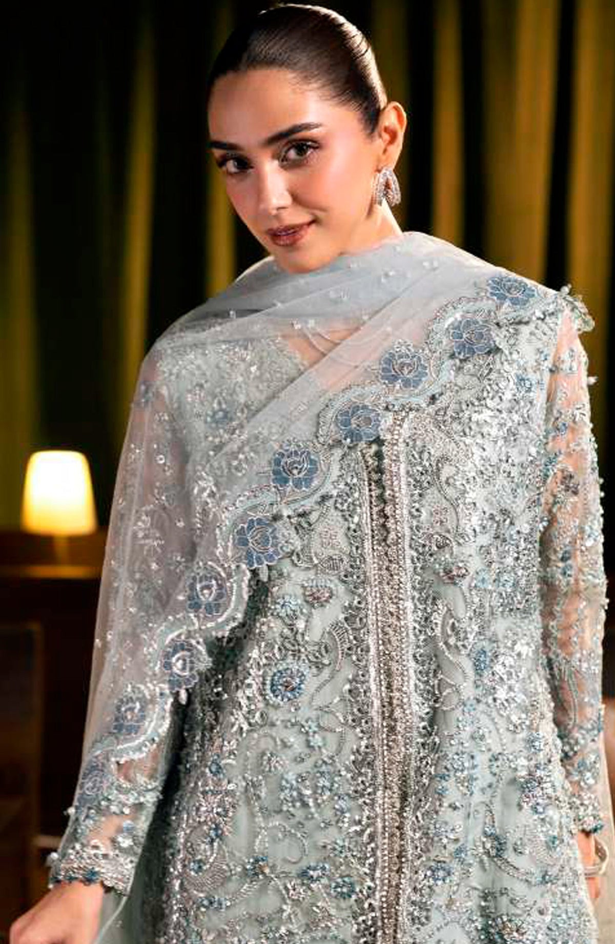 Elaf Serenade Embroidered Organza Unstitched 3 Piece Suit - EHM-04 - EL26SRN - Blue - Formal Collection