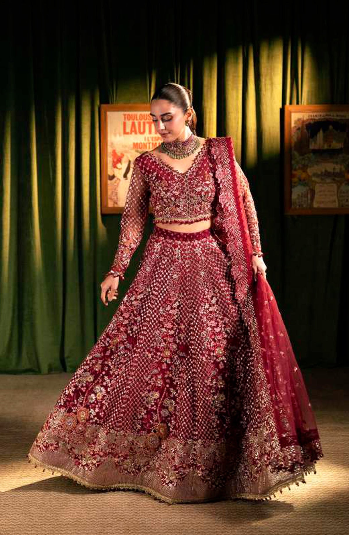 Elaf Serenade Embroidered Poly Net Unstitched 3 Piece Suit - EHM-07 - EL26SRN - Red - Formal Collection