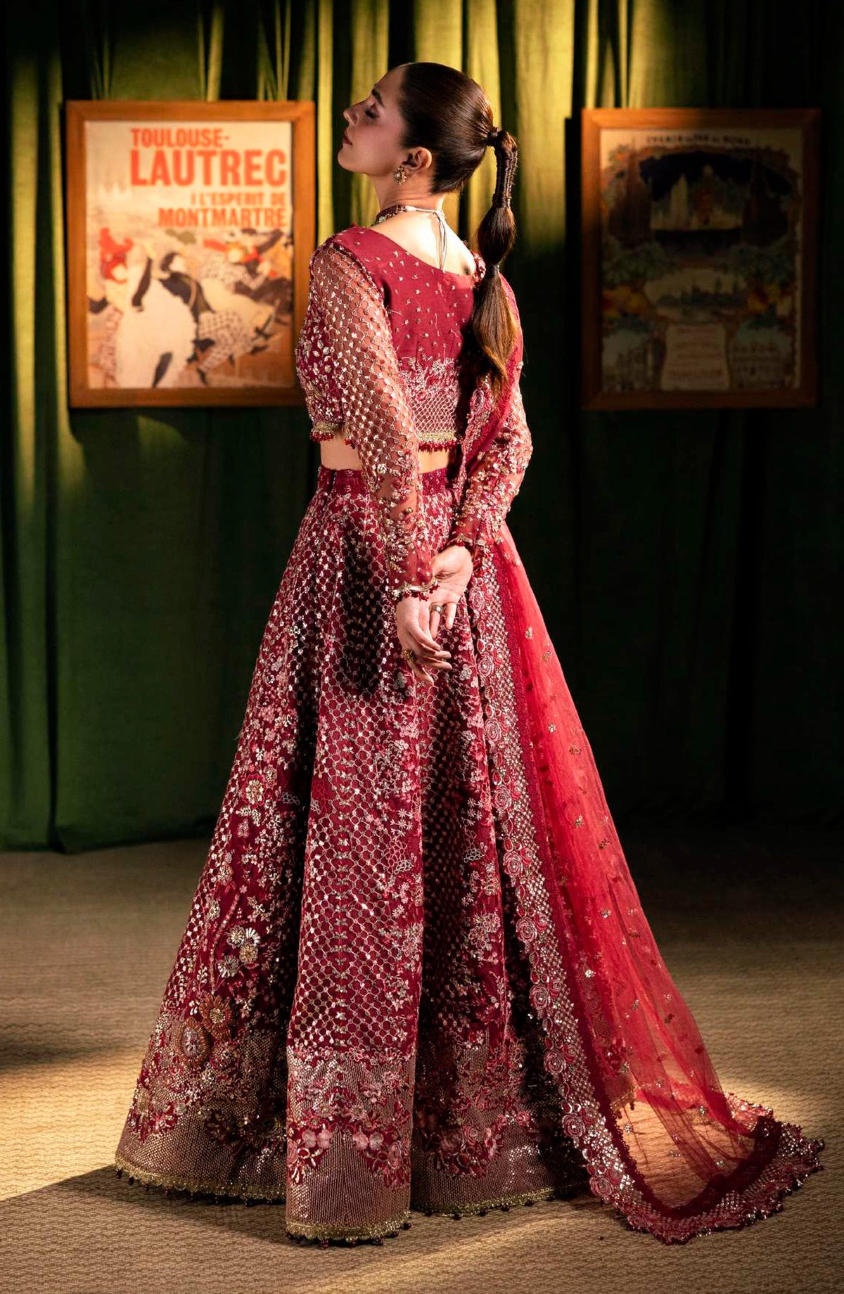 Elaf Serenade Embroidered Poly Net Unstitched 3 Piece Suit - EHM-07 - EL26SRN - Red - Formal Collection
