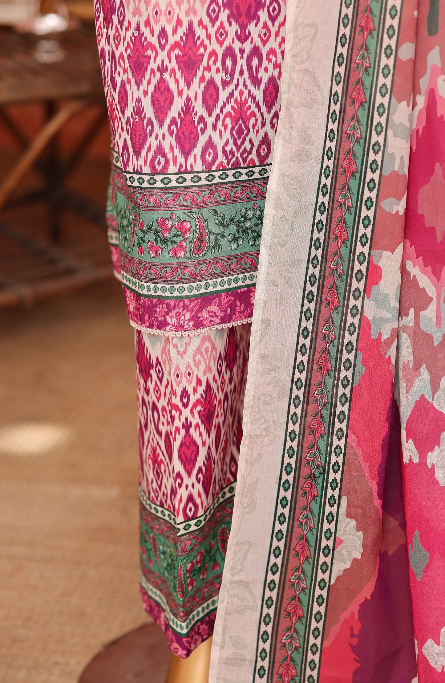 Elegant by HZ Embroidered Lawn Unstitched 3 Piece Suit - ELG-04 - HZ26EGNT - Pink - Summer Collection