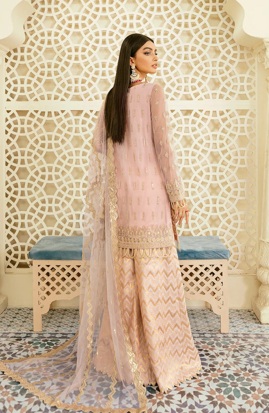 Elinor by Akbar Aslam Luxury Embroidered Net Unstitched 3 Piece Suit - Oriole - AKA25ELN - Pink - Festive Collection