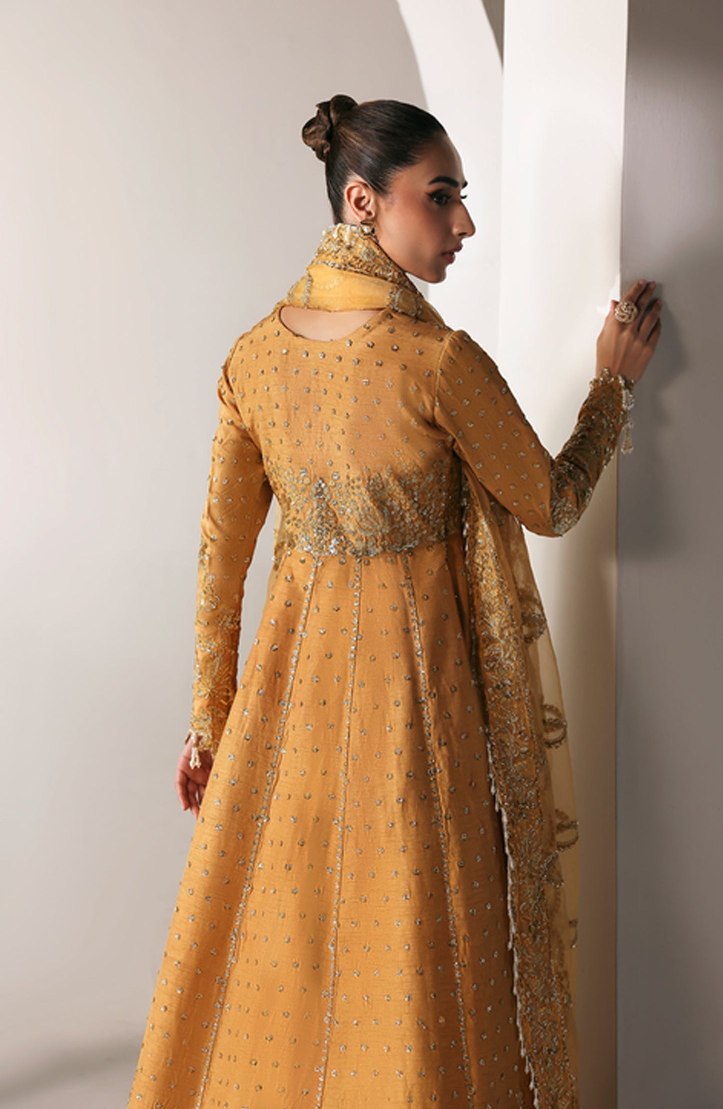 Emaan Adeel Embroidered Raw Silk Unstitched 3 Piece Suit - GOLDEN HOUR - ED26FS - Mustard - Festive Collection