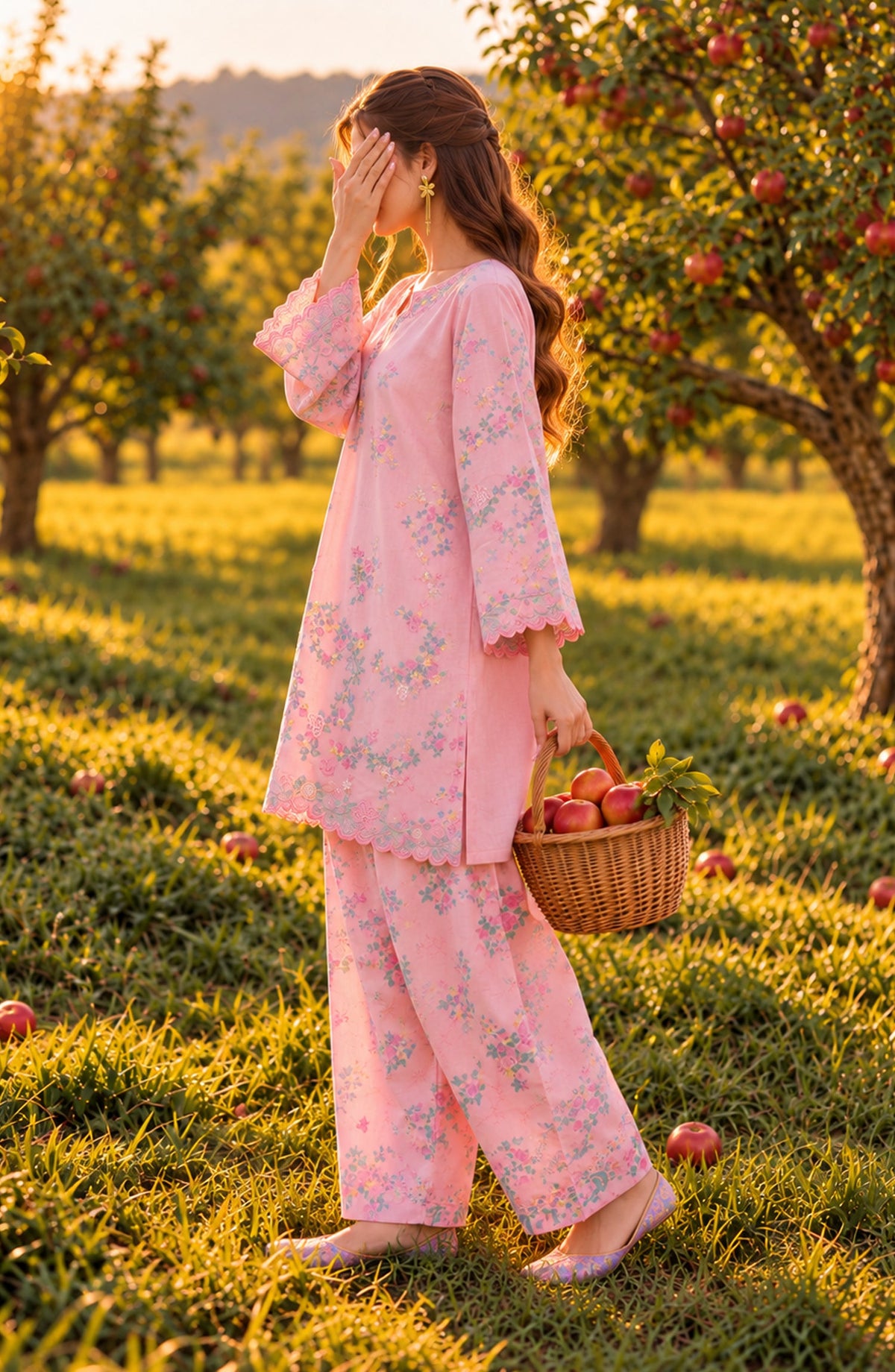 Fairy Meadows by Amna Khadija Embroidered Cotton Stitched 2 Piece Co-ord Set - AKFM-01 - AM26MED - Pink - Casual Collection