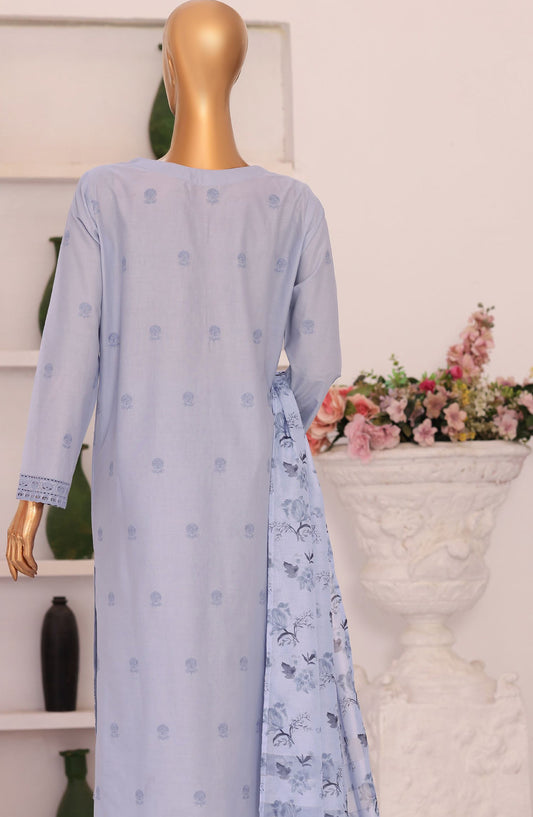 Floral Vibes by HZ Embroidered Lawn Unstitched 3 Piece Suit - FVE-04 - HZ26FLV - Blue - Summer Collection