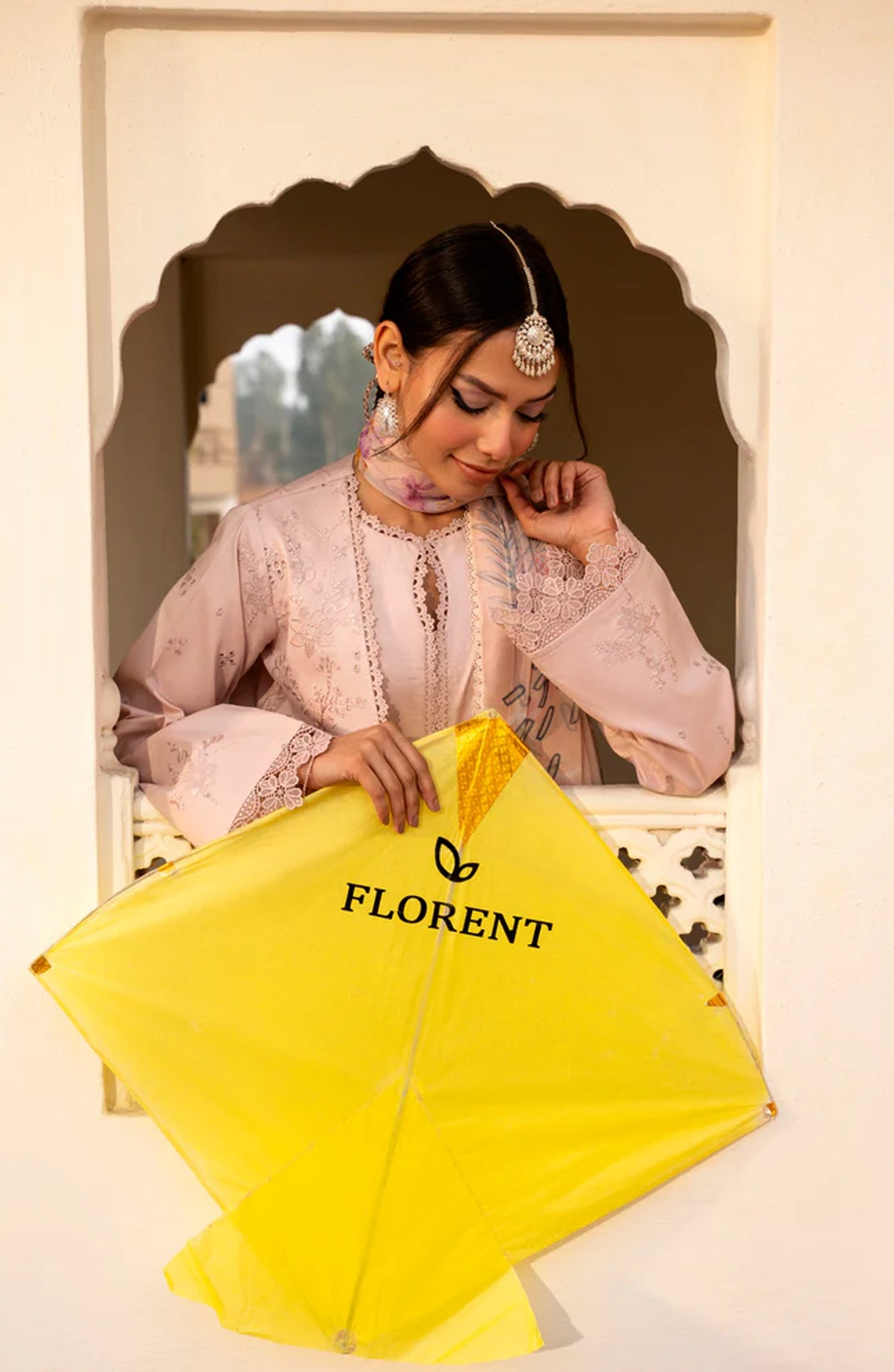 Florent Basant Embroidered Chikankari Unstitched 3 Piece Suit - FBC-4A - FL26BSN - Pink - Summer Collection