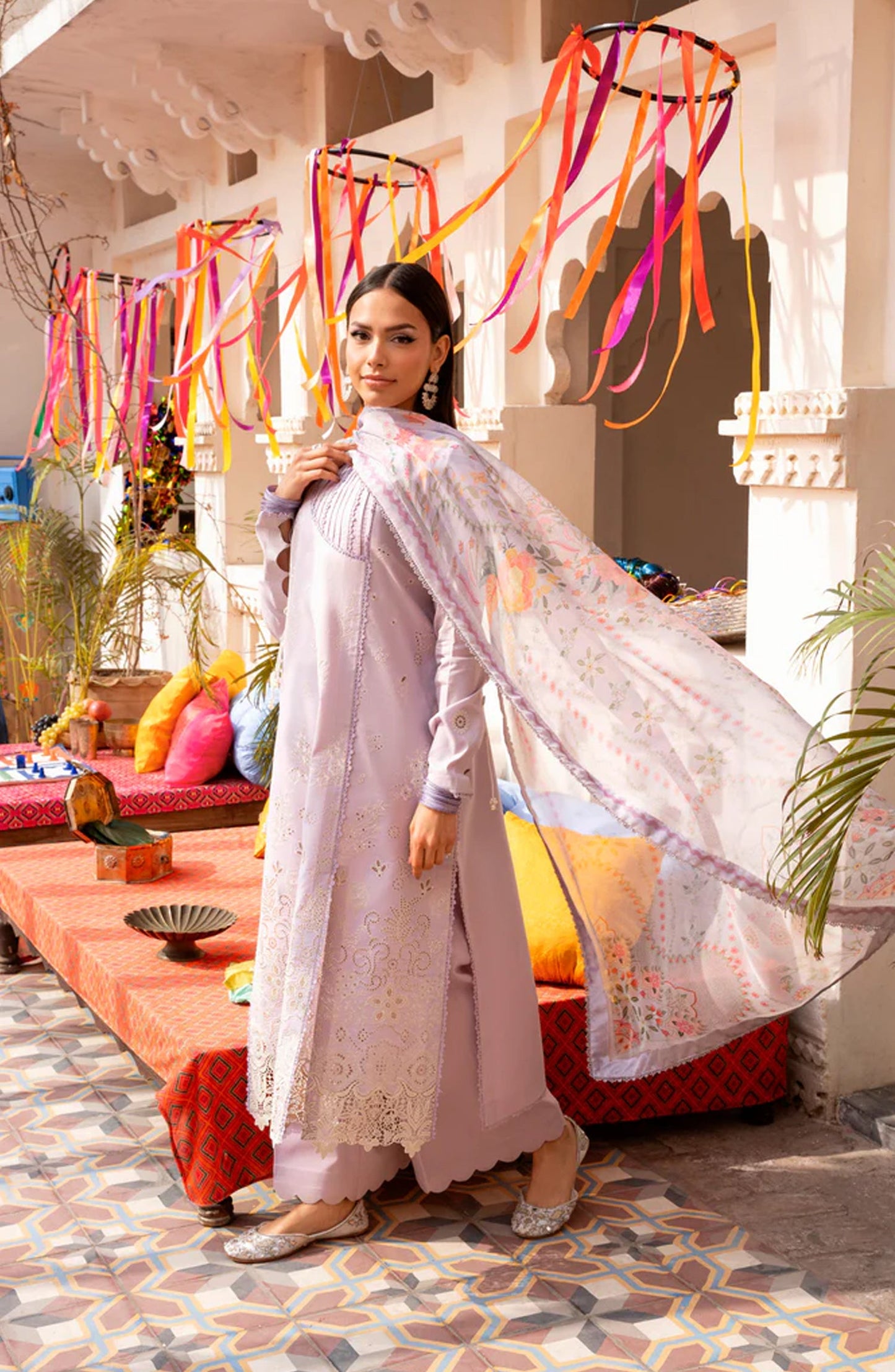 Florent Basant Embroidered Chikankari Unstitched 3 Piece Suit - FBC-2B - FL26BSN - Purple - Summer Collection