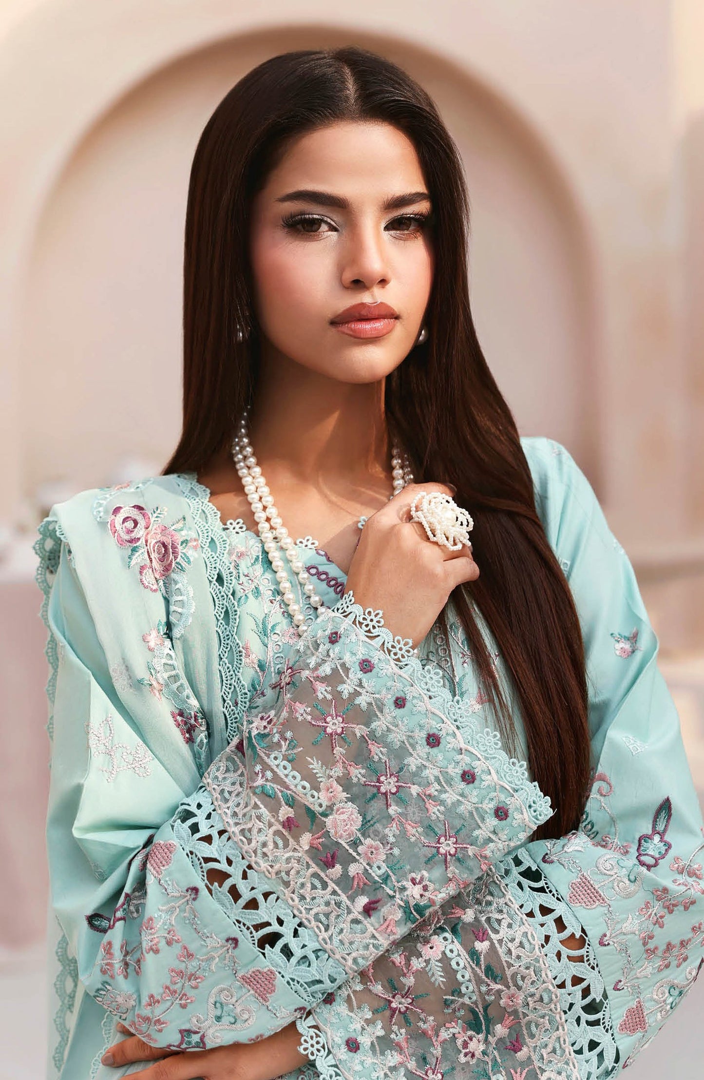 Ghazal by Ramsha Luxury Embroidered Lawn Unstitched 3 Piece Suit - G-503 - RM26GHZ - Blue - Summer Collection