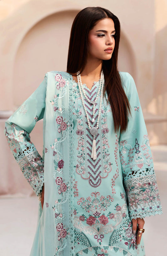 Ghazal by Ramsha Luxury Embroidered Lawn Unstitched 3 Piece Suit - G-503 - RM26GHZ - Blue - Summer Collection