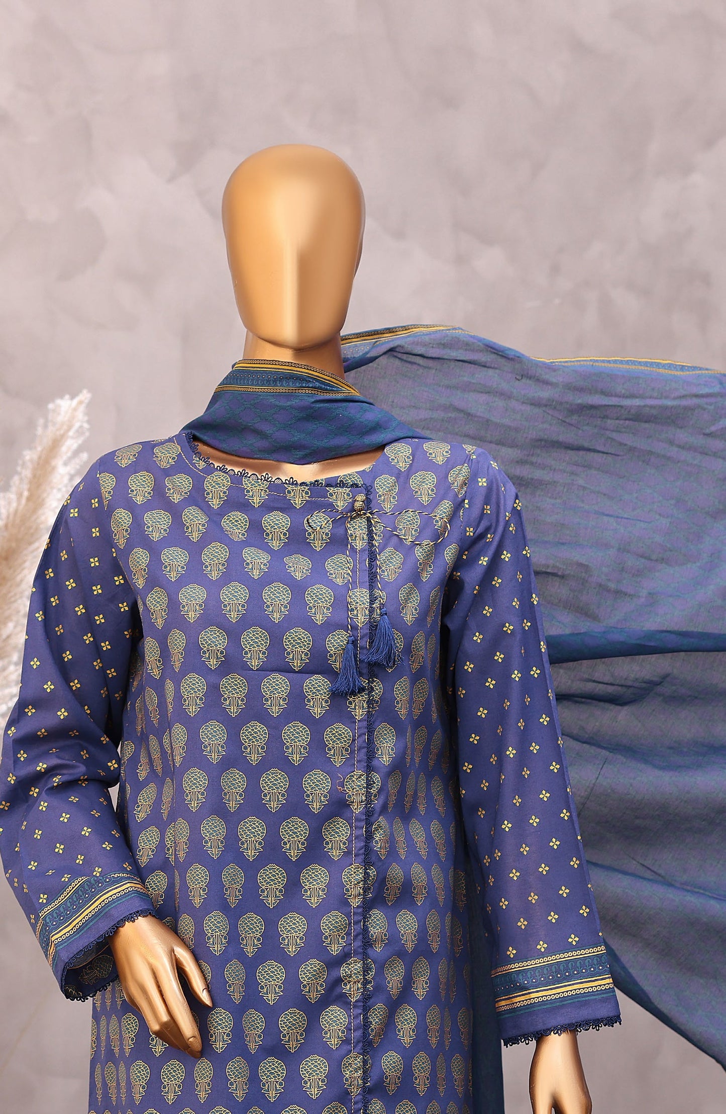 HZ Exclusive Printed Lawn Unstitched 3 Piece Suit - D-04 - HZ26PXL - Blue - Summer Collection