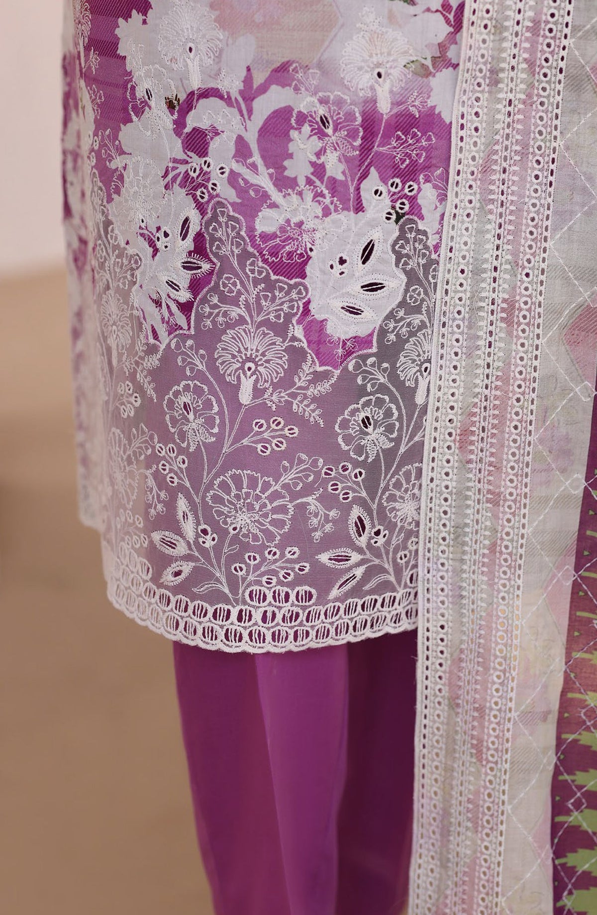 HZ Premium Embroidered Lawn Unstitched 3 Piece Suit - D-09 - HZ26PRMC - Purple - Summer Collection