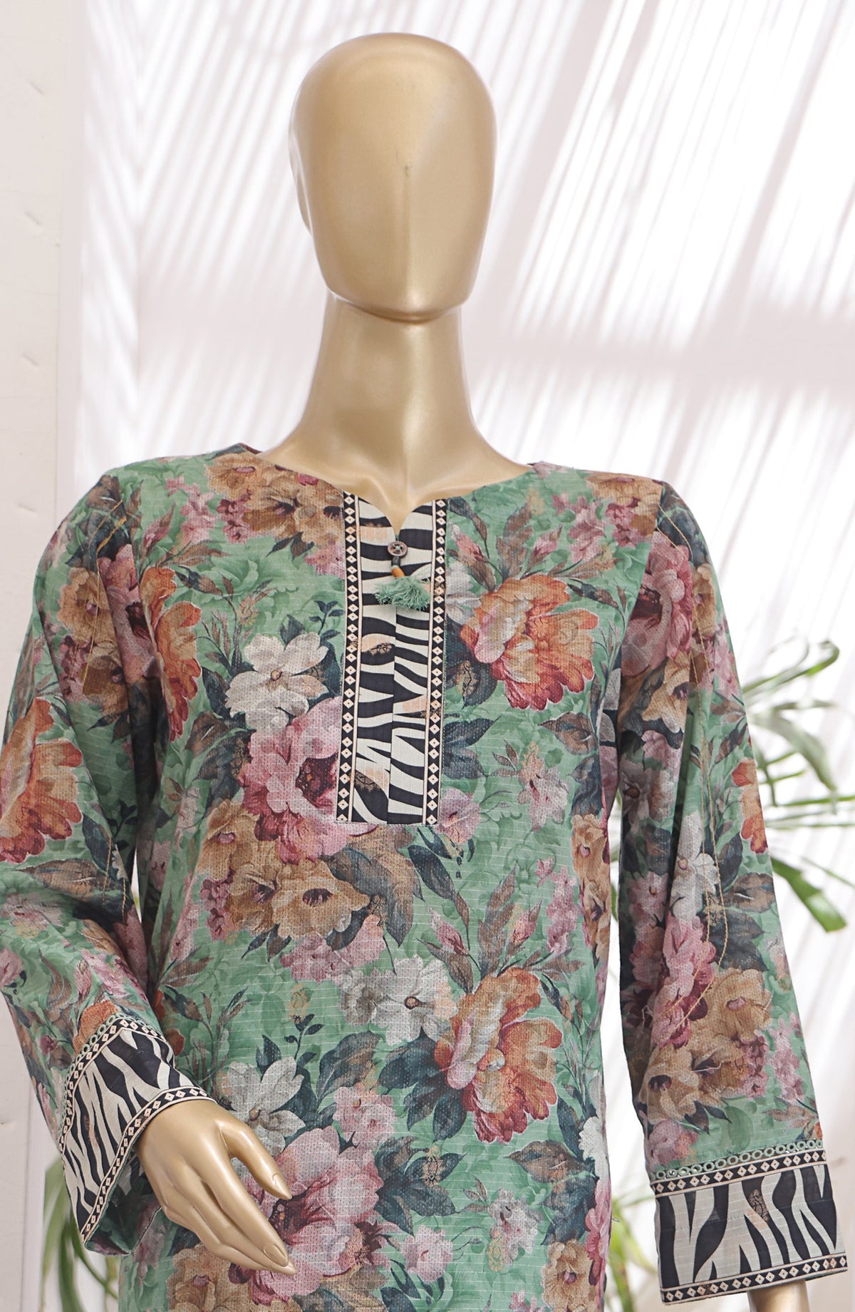 HZ Textile Digital Printed Premium Jacquard Lawn Unstitched 3 Piece Suit - Design-03 - HZ26PJR - Green - Summer Collection
