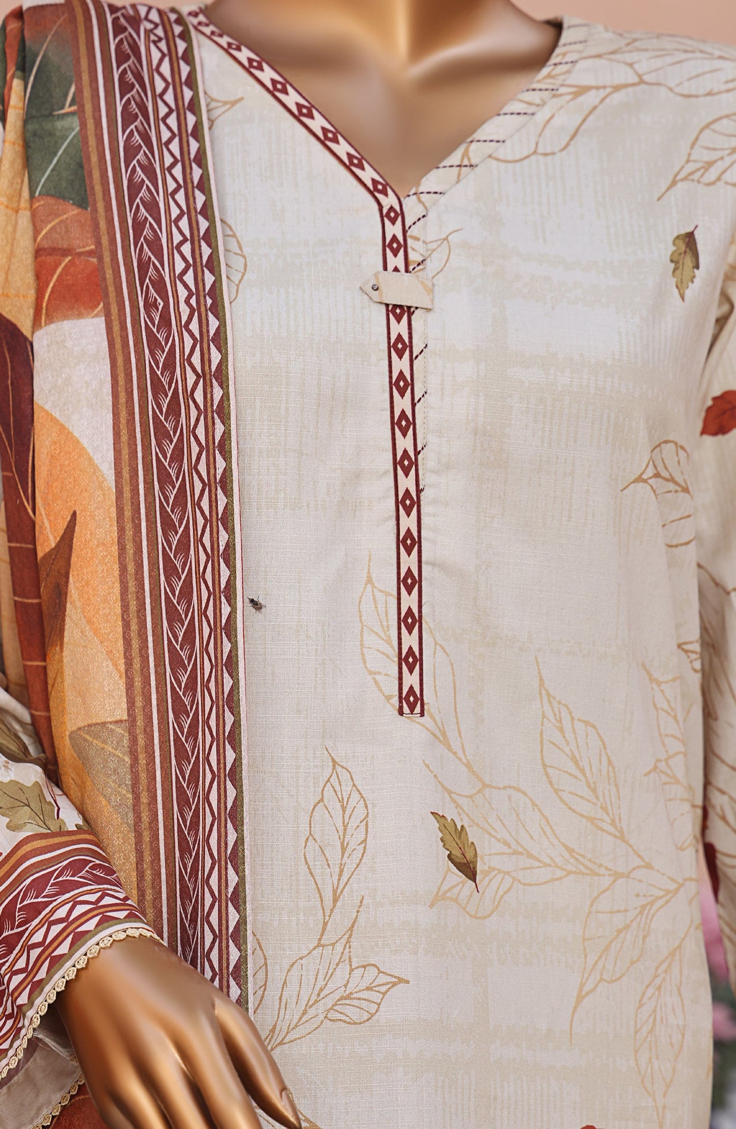HZ Textile Digital Printed Linen Slub Unstitched 3 Piece Suit - LSD-304 - HZ25LNSL - White - Winter Collection