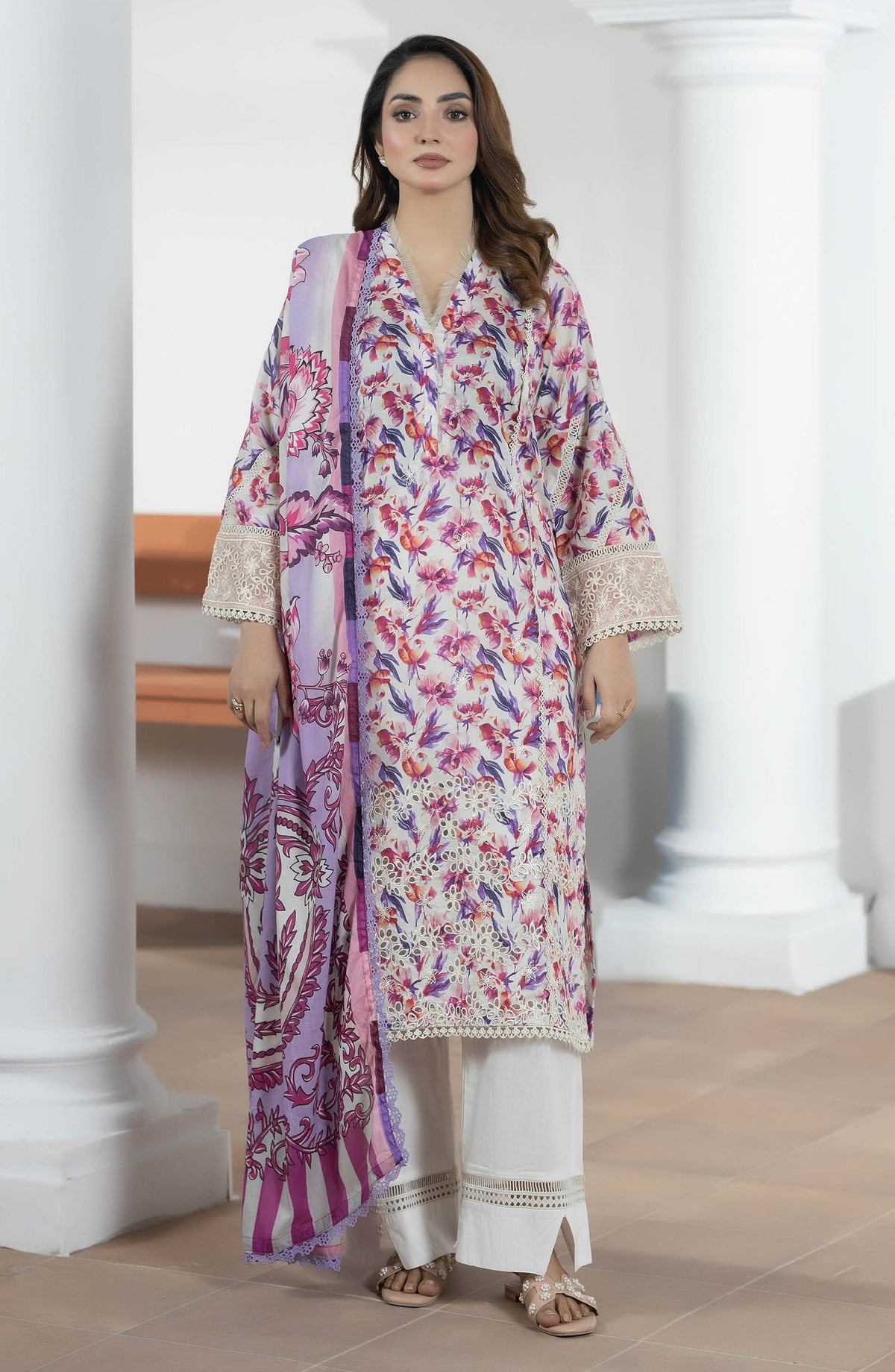 Hayat by Johra Embroidered Lawn Unstitched 3 Piece Suit - JS-55 - JH26HYT - Purple - Summer Collection