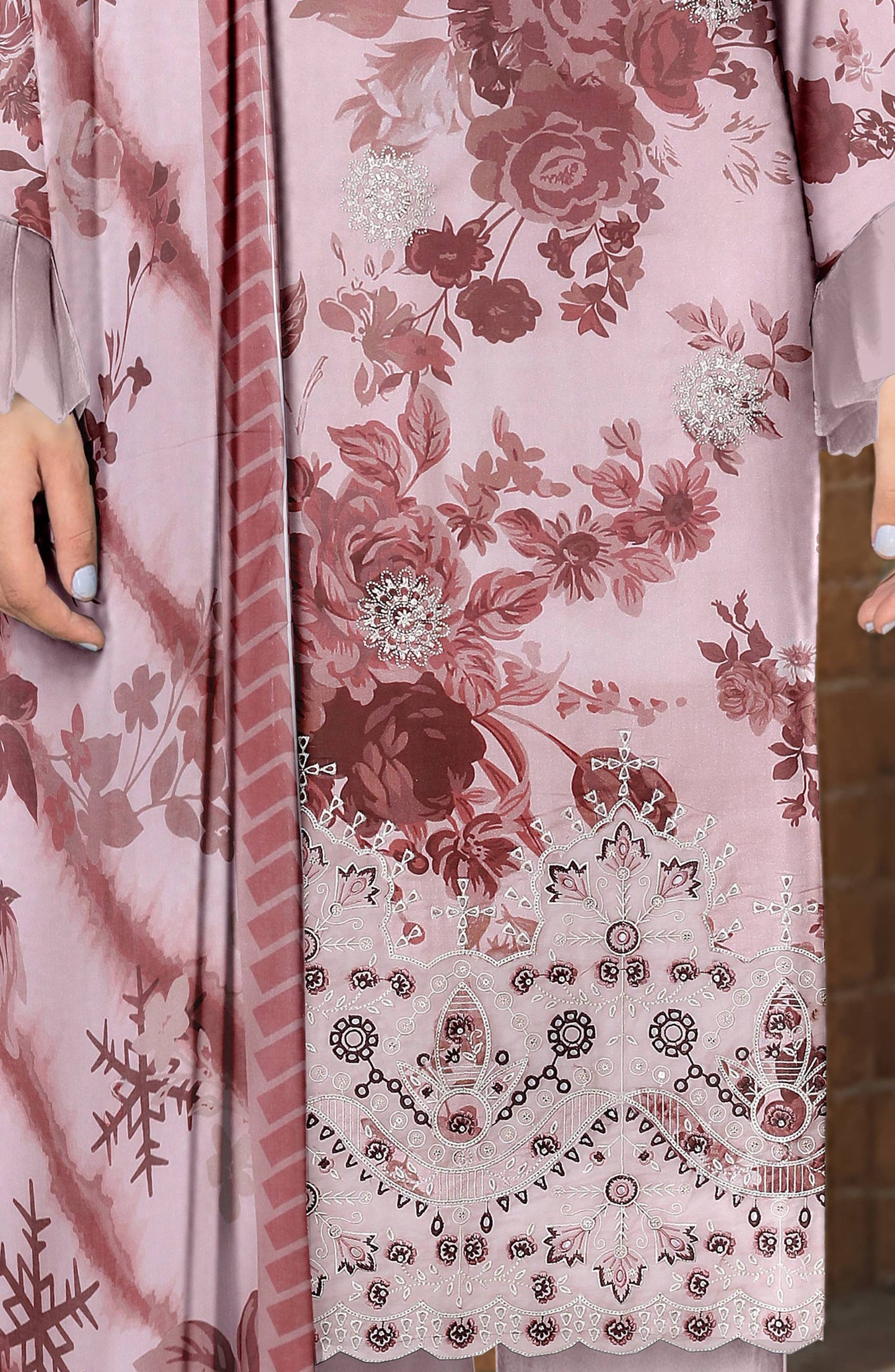 Hazel by Al Karim Embroidered Lawn Unstitched 3 Piece Suit - D-08 - AK26HZL - Pink - Summer Collection