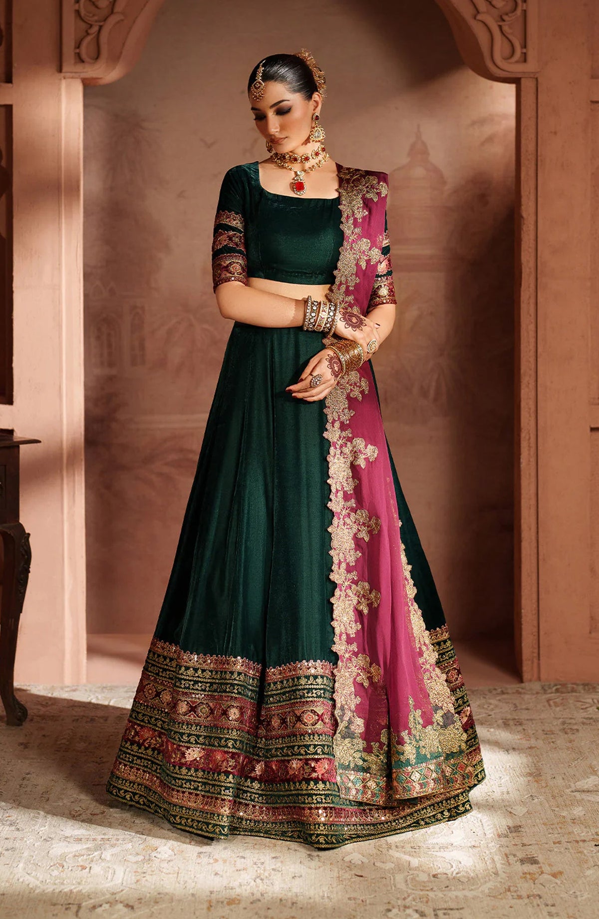 Iznik Raagni Formals Embroidered Velvet Unstitched 3 Piece Suit - IV-65 - IZN25RGN - Green - Winter Collection