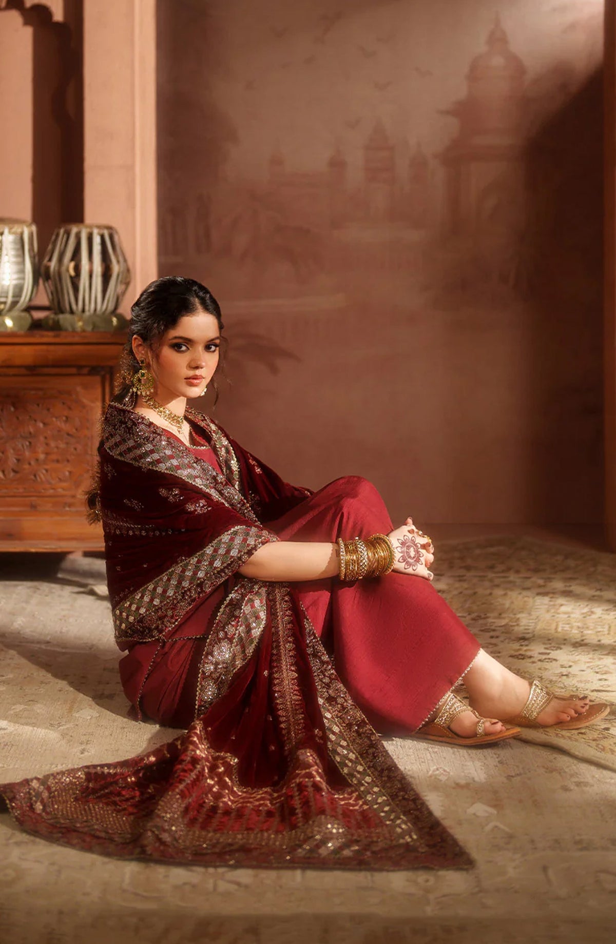 Iznik Raagni Formals Embroidered Raw Silk Unstitched 3 Piece Suit - IV-56 - IZN25RGN - Red - Winter Collection