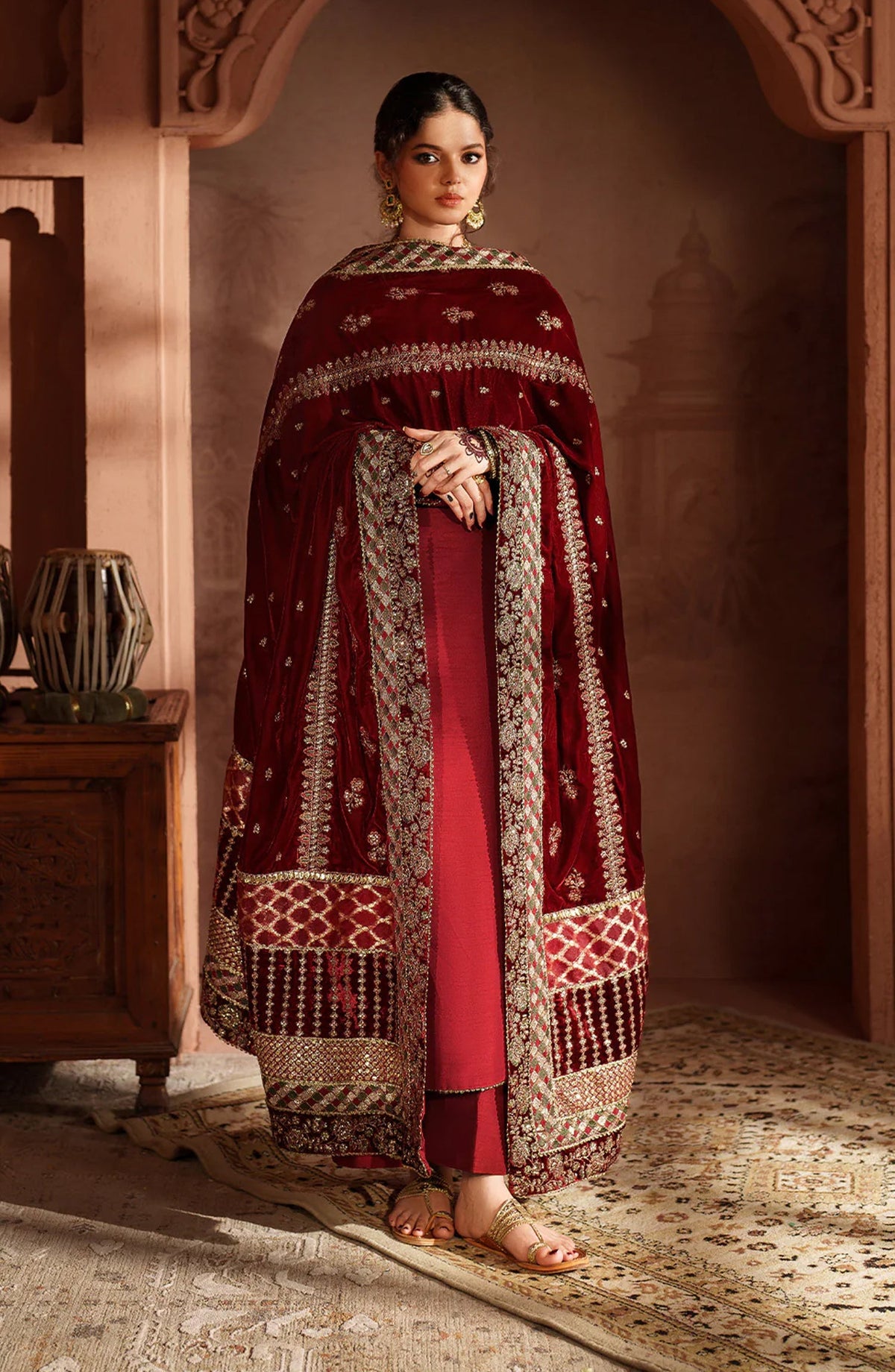 Iznik Raagni Formals Embroidered Raw Silk Unstitched 3 Piece Suit - IV-56 - IZN25RGN - Red - Winter Collection