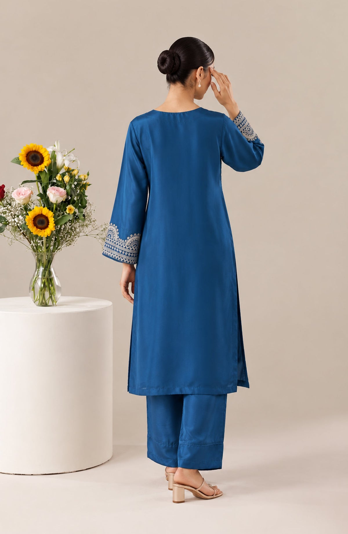 Jannah Noe by Amna Khadija Embroidered Silk Stitched 2 Piece Co-ord Set - JNLS-11 - AM26HON - Blue - Summer Collection
