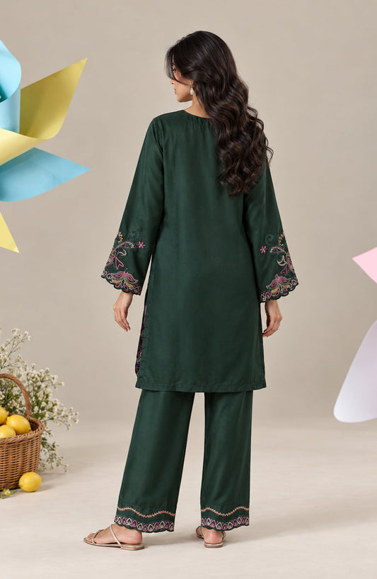 Jannah Noe by Amna Khadija Embroidered Silk Stitched 2 Piece Co-ord Set - JNLS-17 - AM26HON - Green - Summer Collection