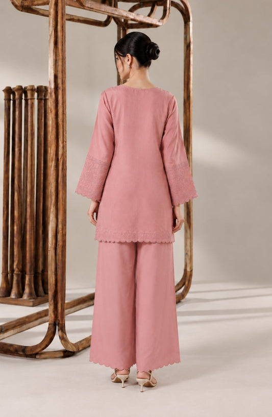 Jannah Noe by Amna Khadija Embroidered Silk Stitched 2 Piece Co-ord Set - JNLS-20 - AM26HON - Pink - Summer Collection