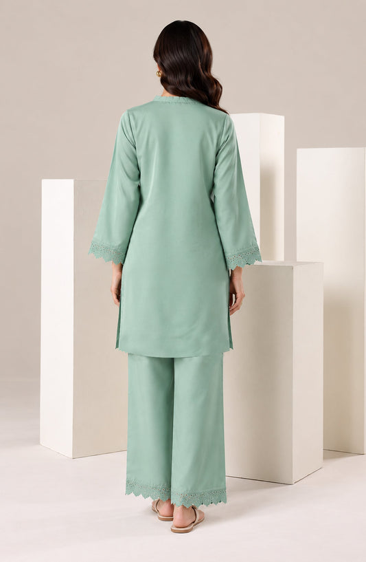 Jannah Noe by Amna Khadija Embroidered Silk Stitched 2 Piece Co-ord Set - JNLS-23 - AM26HON - Green - Summer Collection