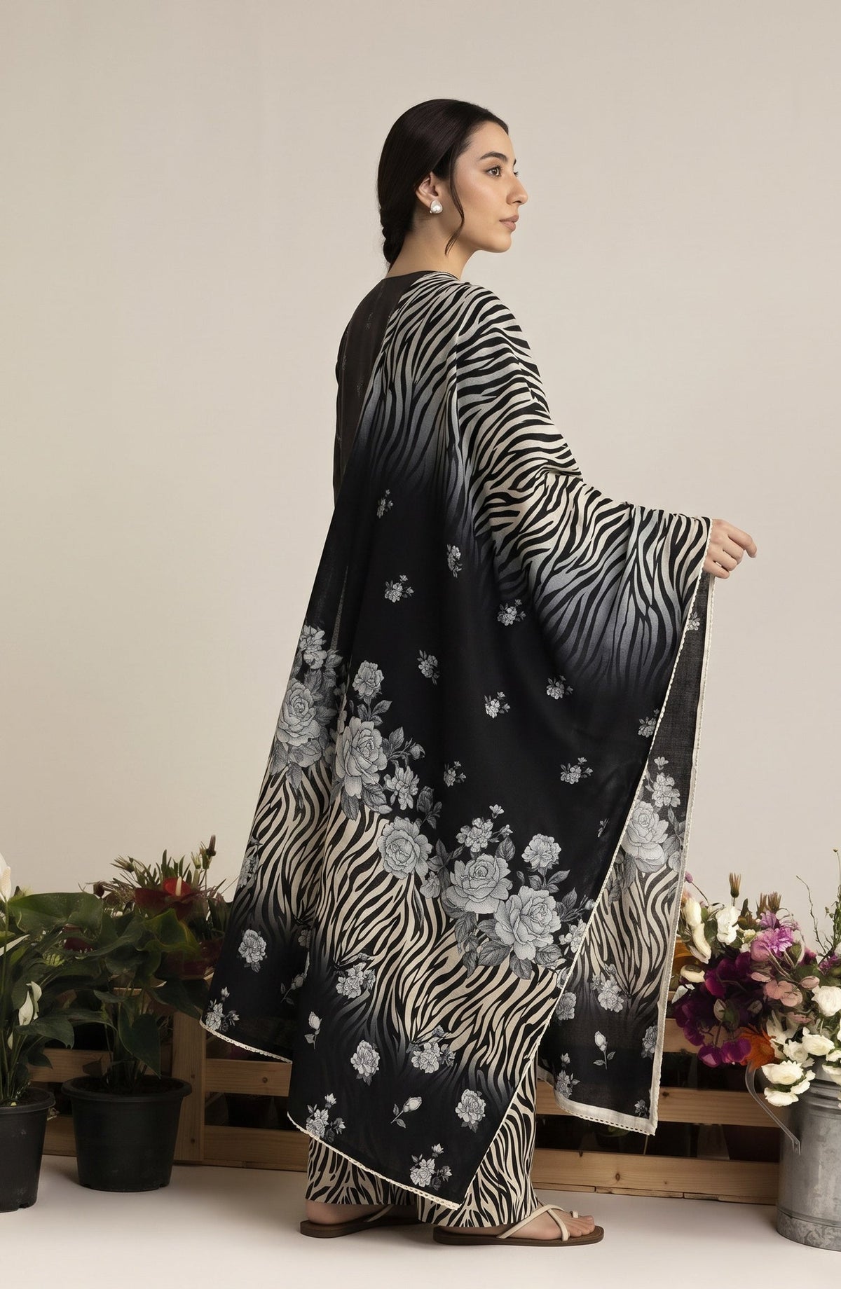 Jeem by Chikankari Khaddar Unstitched 3 Piece Suit - D-01 - AK26KJ - Black - Winter Collection