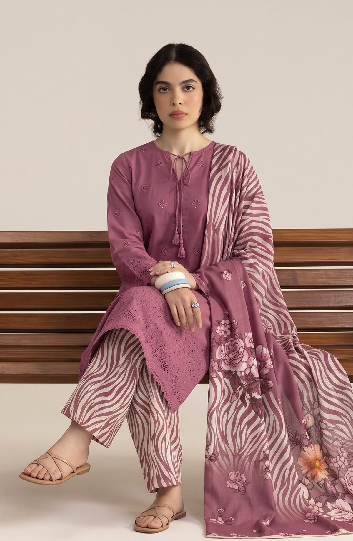 Jeem by Chikankari Khaddar Unstitched 3 Piece Suit - D-05 - AK26KJ - Pink - Winter Collection
