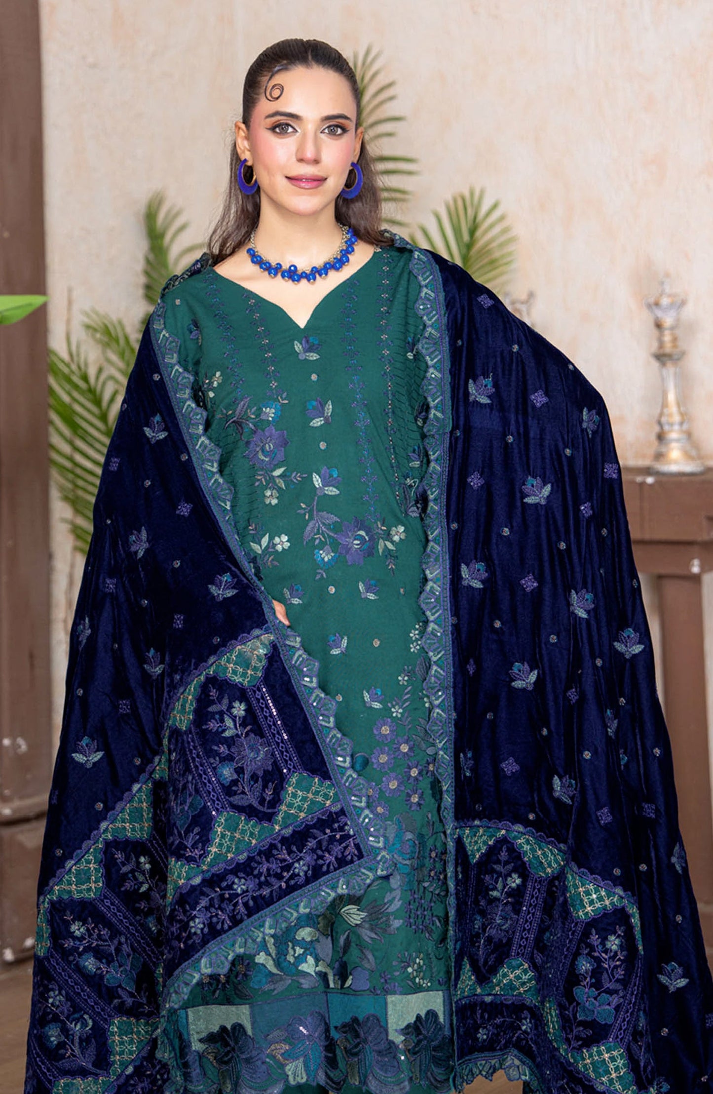 Kahani by Riaz Arts Embroidered Peach Unstitched 3 Piece Suit - D-01 - RA26KNI - Green - Premium Collection
