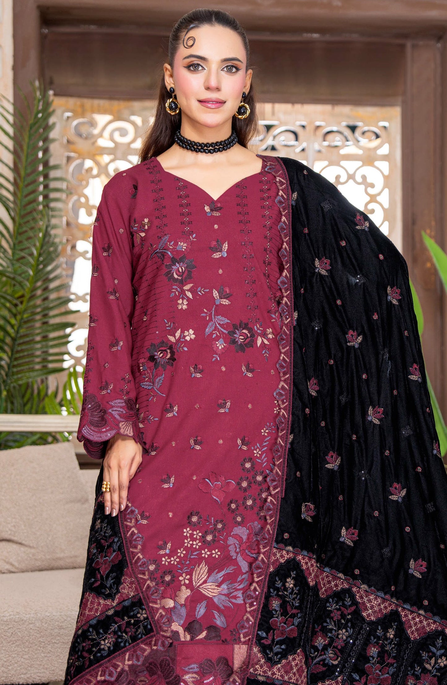 Kahani by Riaz Arts Embroidered Peach Unstitched 3 Piece Suit - D-03 - RA26KNI - Pink - Premium Collection