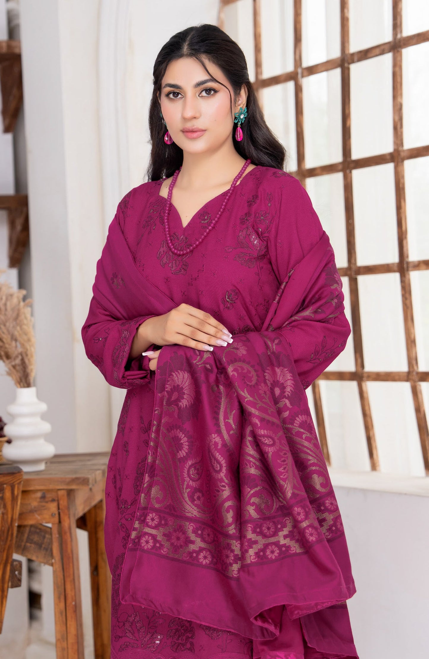 Kehkeshan by Riaz Arts Embroidered Peach Unstitched 3 Piece Suit - D-01 - RA26KKN - Pink - Winter Collection