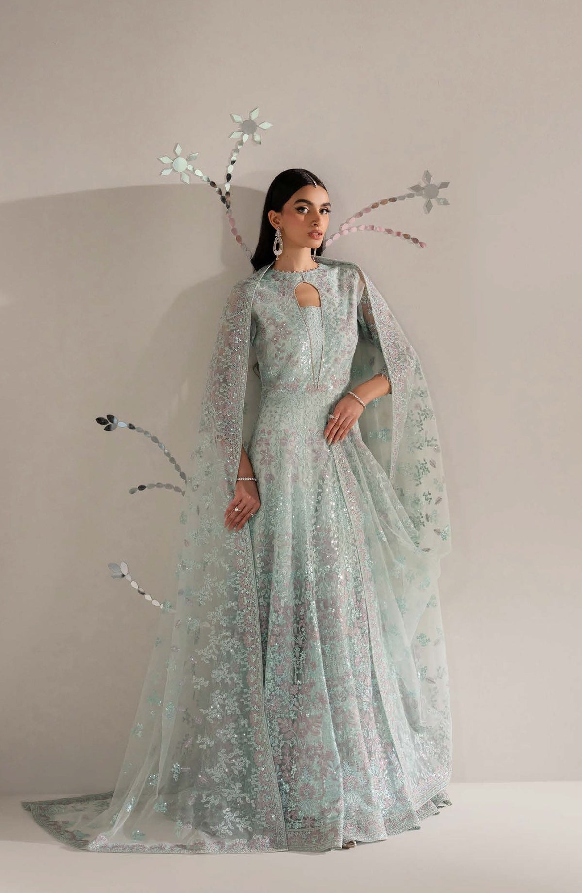 Lavish Shehnai Embroidered Organza Unstitched 3 Piece Suit - D3 Shehnaz - LP26SHN - Light Blue - Festive Collection