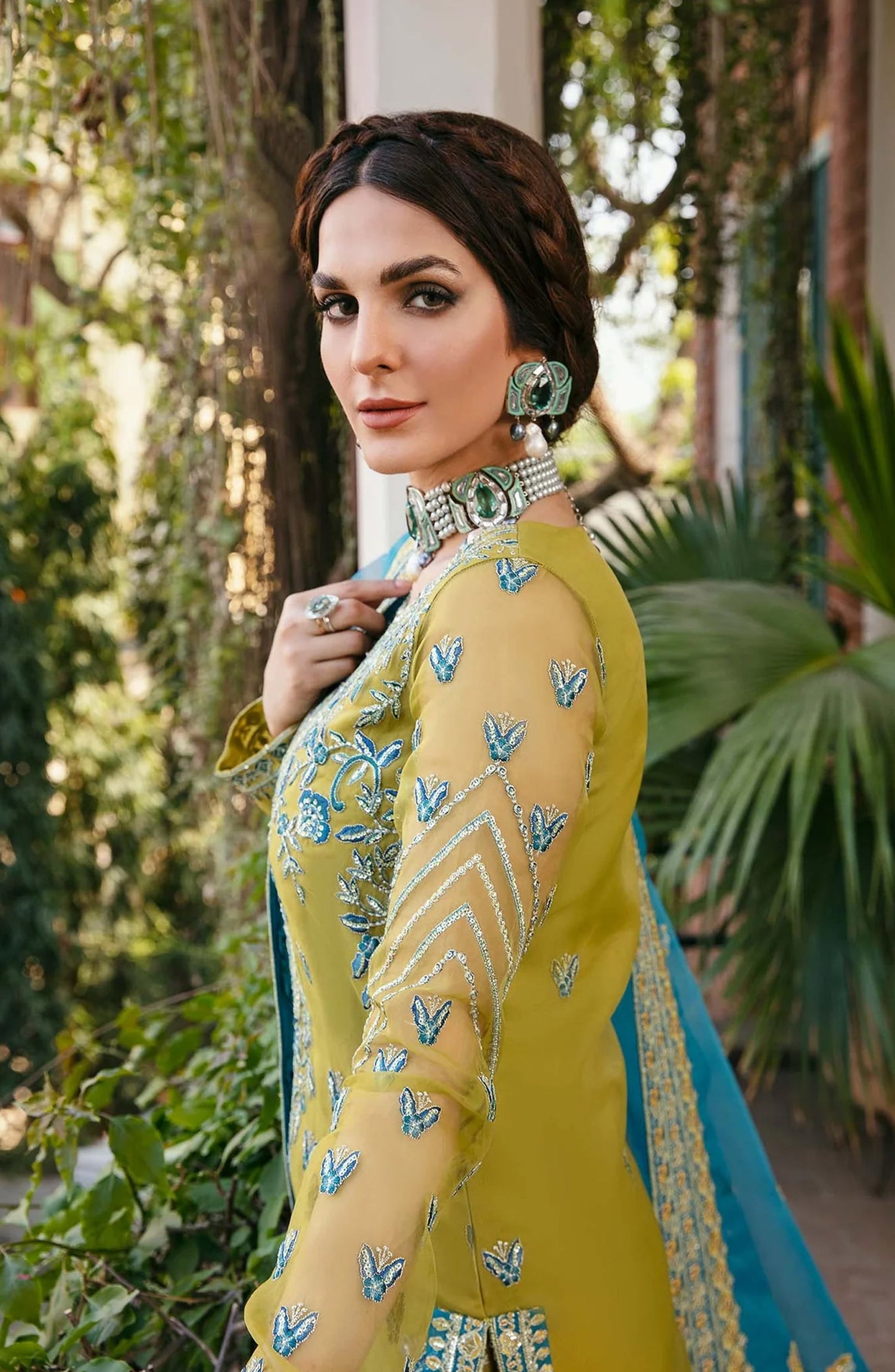 Layali by Akbar Aslam Embroidered Organza Unstitched 3 Piece Suit - Davina - AKA25LYL - Dhani - Wedding Collection