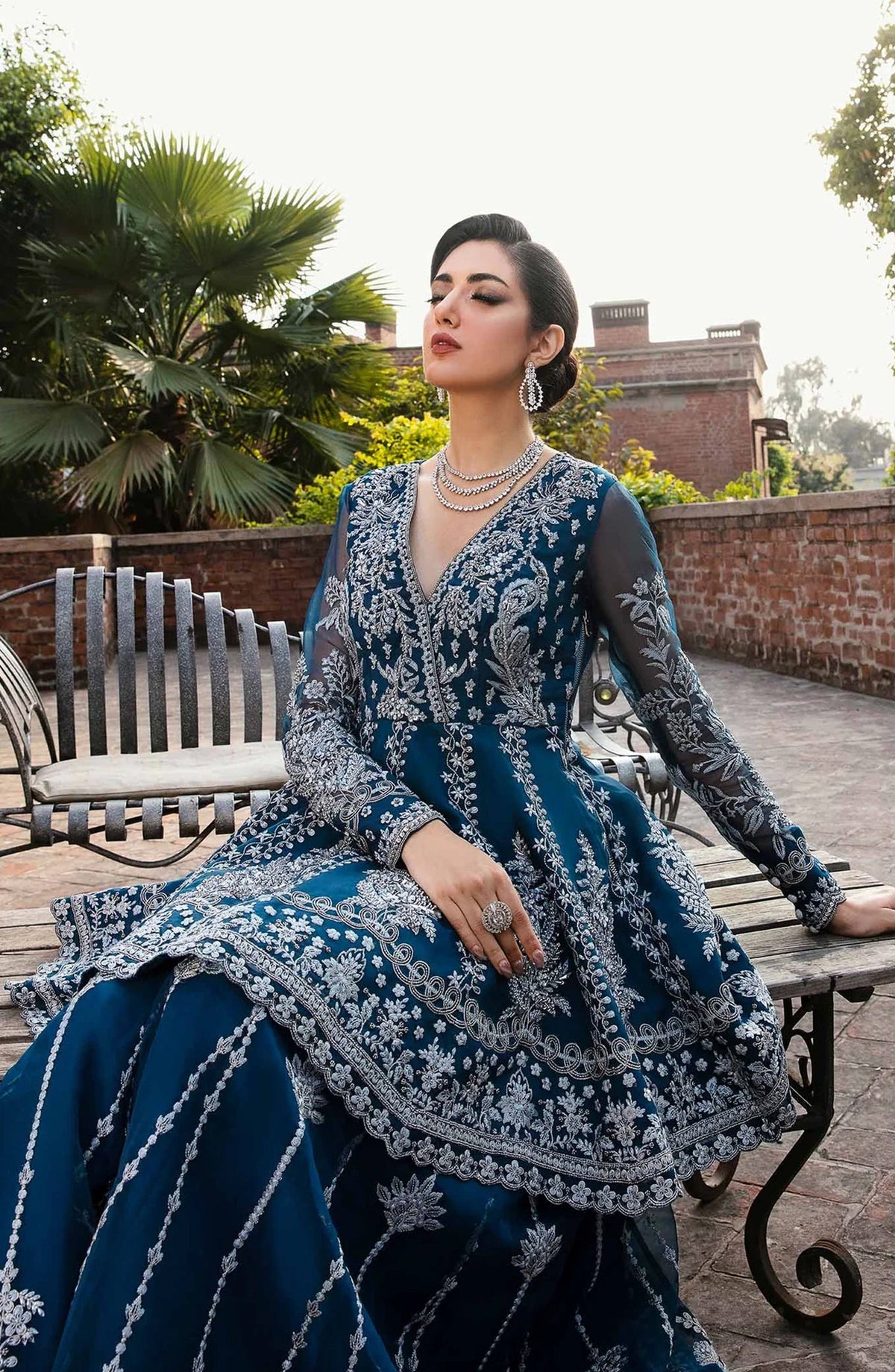 Layali by Akbar Aslam Embroidered Organza Unstitched 3 Piece Suit - Nayara - AKA25LYL - Blue - Wedding Collection