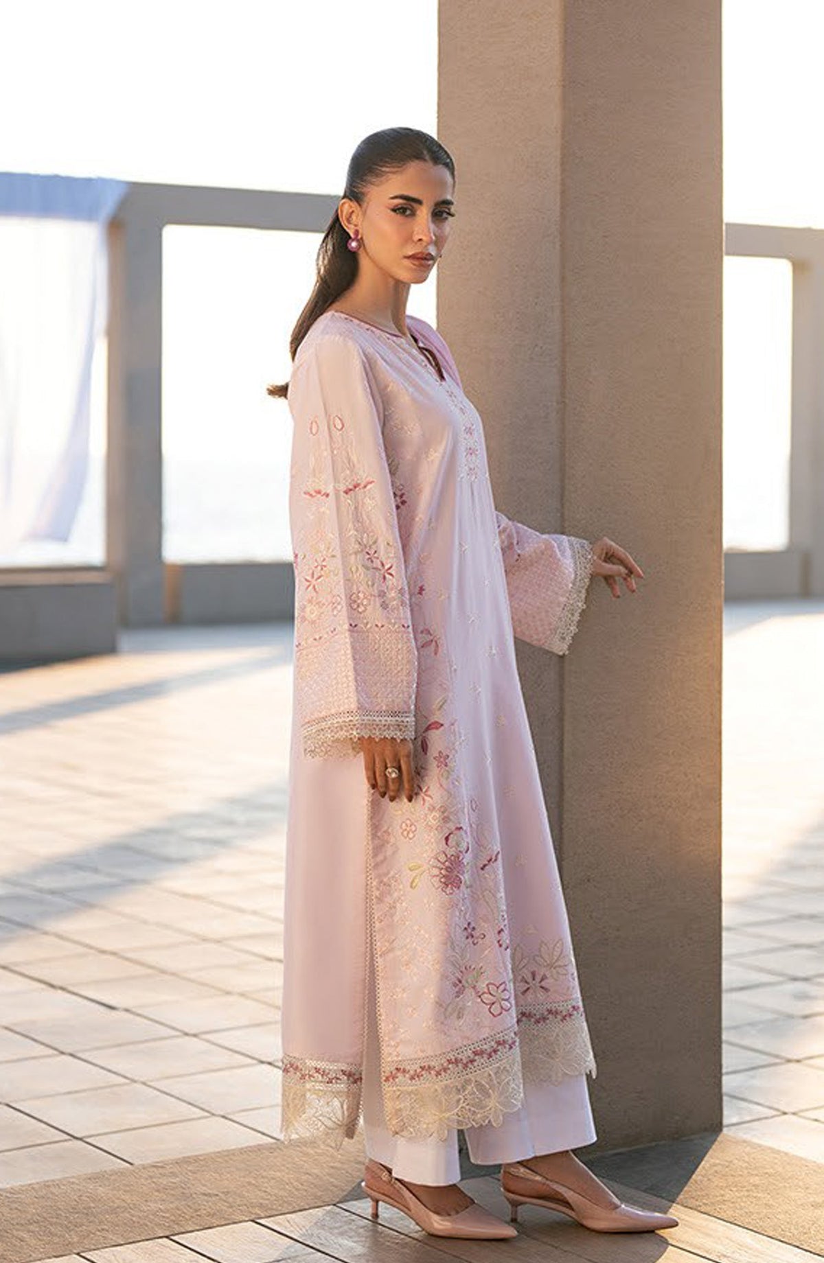 Layana by Xenia Embroidered Lawn Unstitched 3 Piece Suit - D-03 GITI - XF26LY - Pink - Summer Collection
