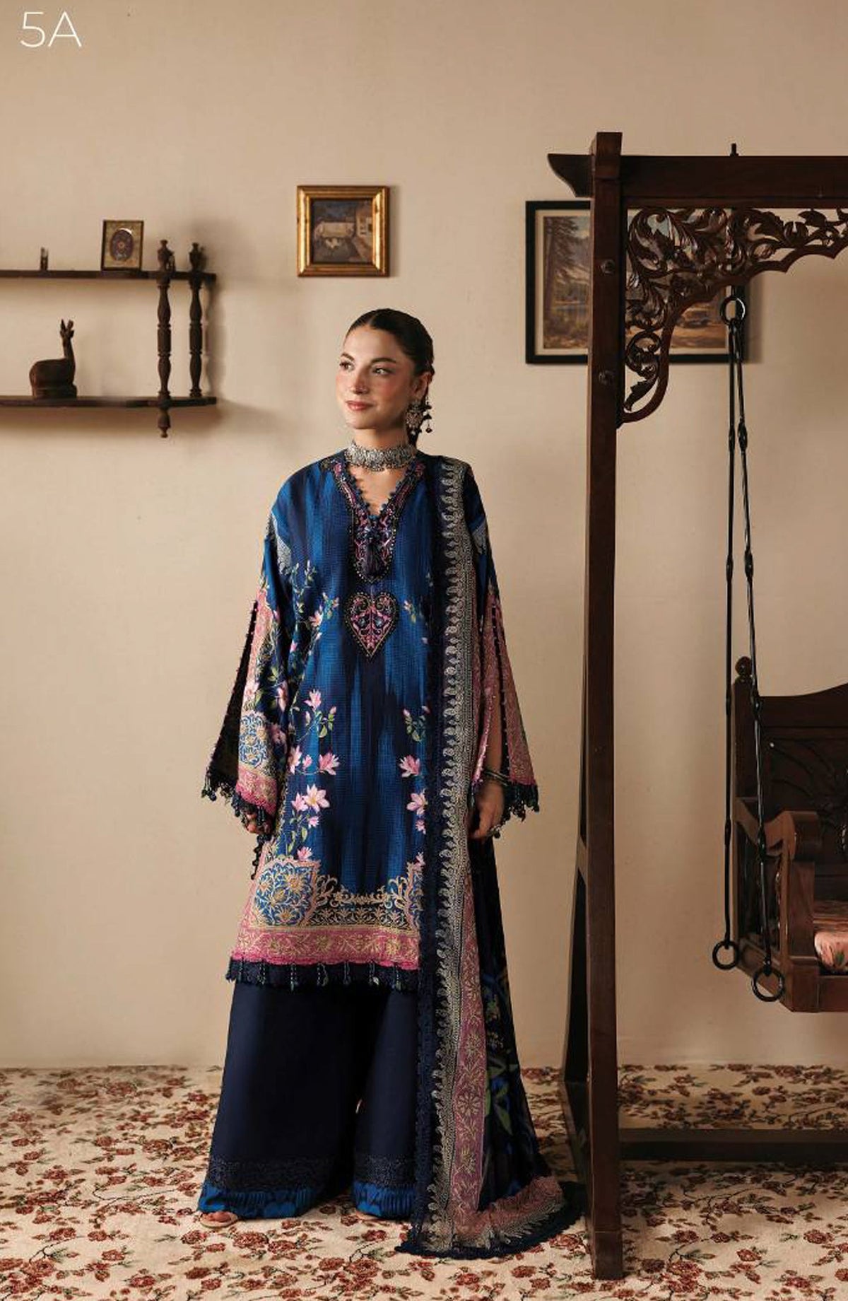 M. Basics Embroidered Slub Khaddar Unstitched 3 Piece Suit - D05A - MB26AST - Blue - Winter Collection