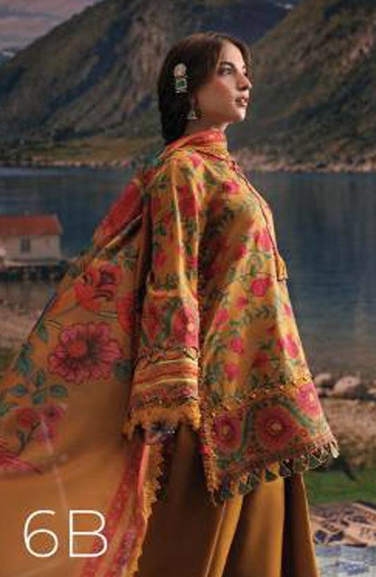 M. Basics Embroidered Slub Khaddar Unstitched 3 Piece Suit - D06B - MB26AST - Mustard - Winter Collection