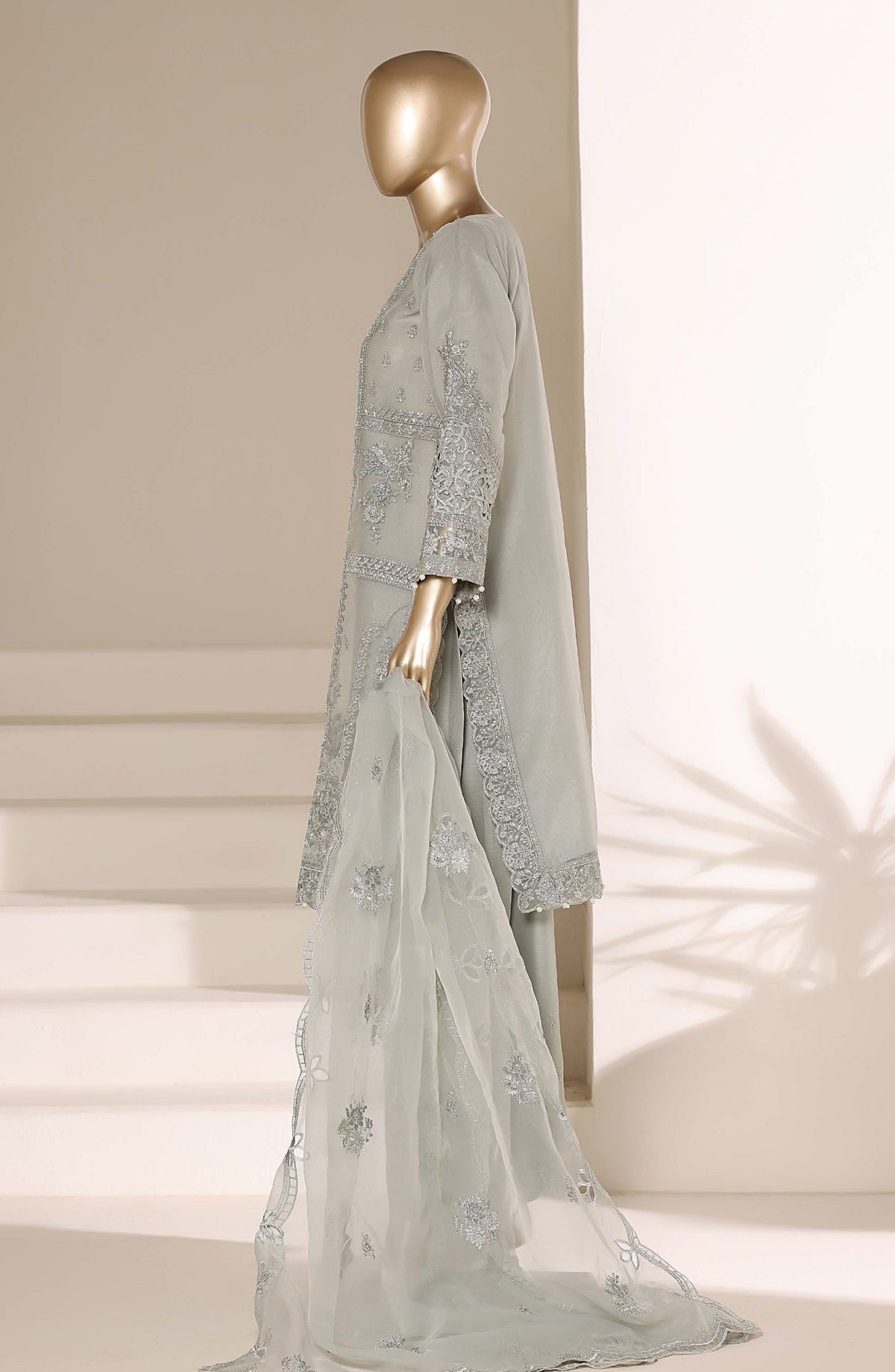 Mahpara by Sadabahar Embroidered Formal Stitched 3 Piece Suit - D-04 - SBD26NVI - Grey - Festive Collection