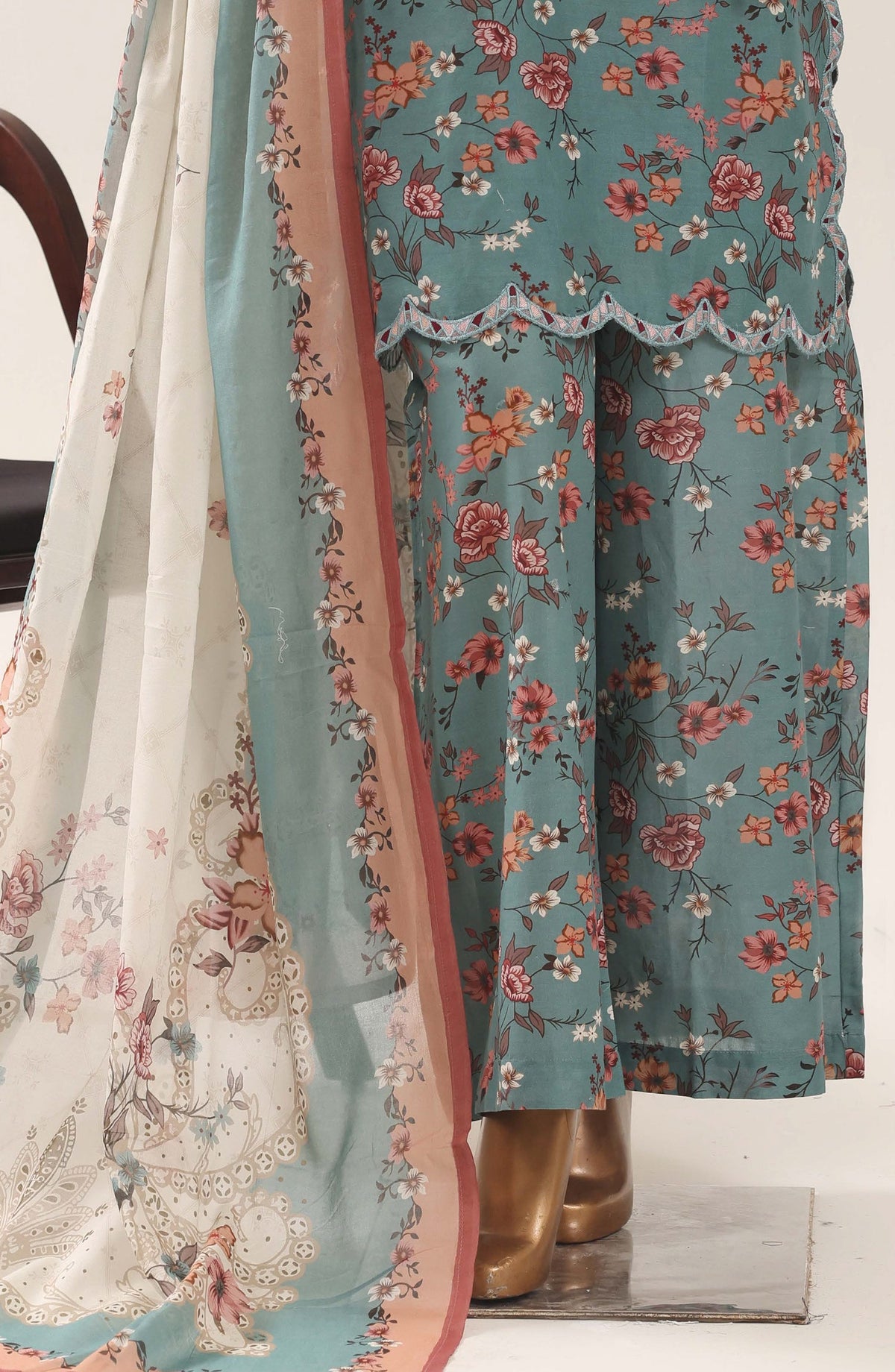 Malika by Sadabahar Embroidered Lawn Stitched 3 Piece Suit - D-05 - SBD26THR - Green - Festive Collection