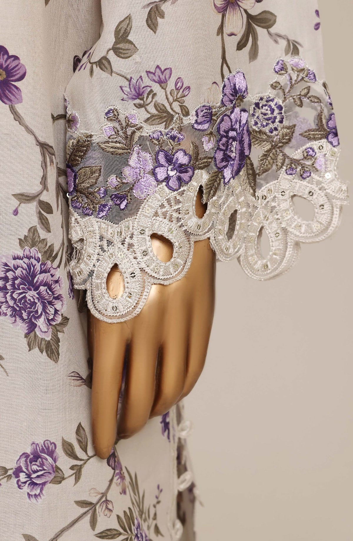 Malika by Sadabahar Embroidered Lawn Stitched 3 Piece Suit - D-04 - SBD26MFR - Purple - Festive Collection