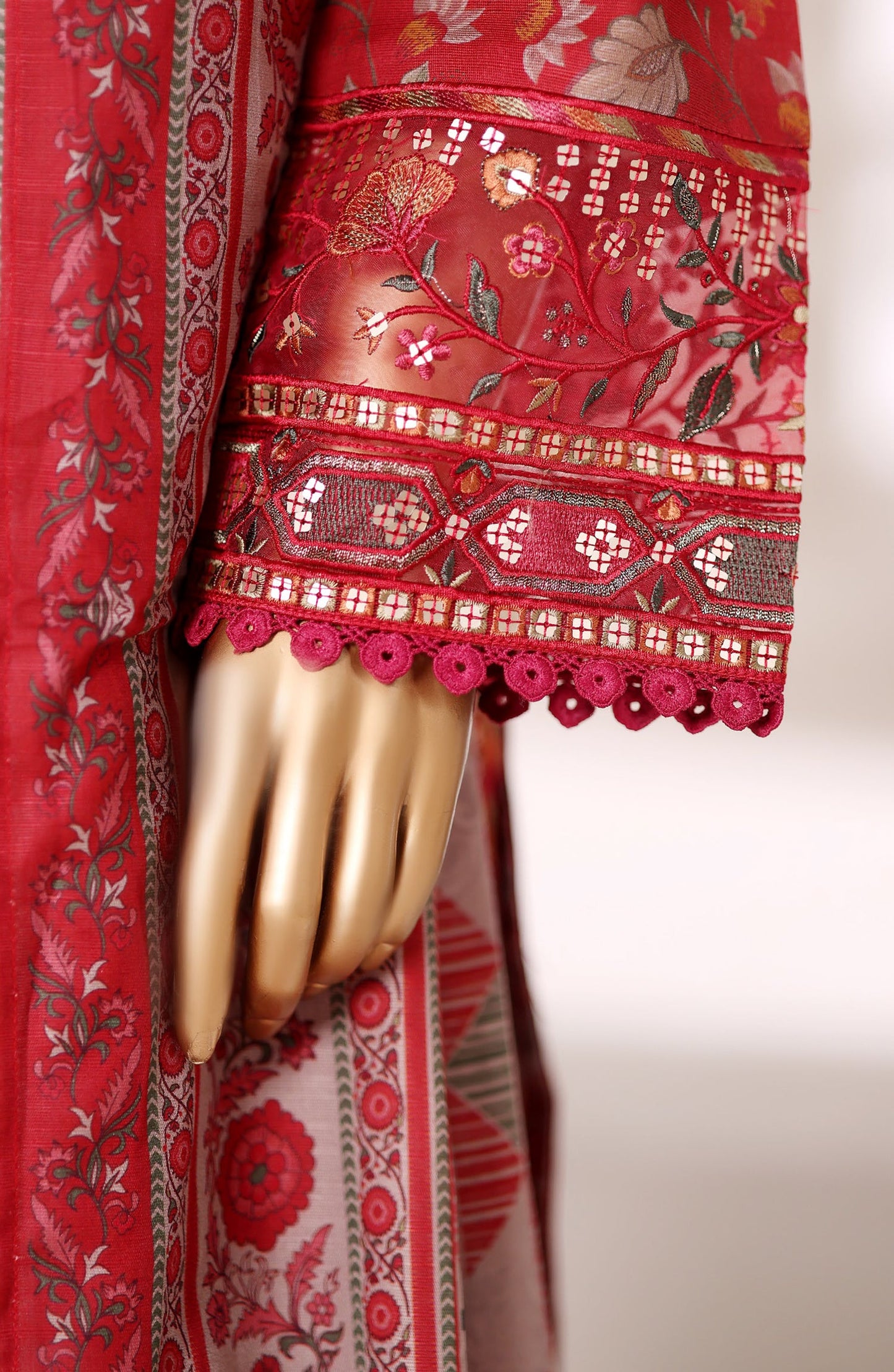 Malika by Sadabahar Embroidered Khaddar Stitched 3 Piece Suit - Design-05 - SBD252KA - Red - Winter Collection