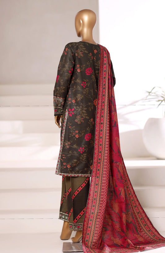 Malika by Sadabahar Embroidered Khaddar Stitched 3 Piece Suit - Design-02 - SBD252KA - Brown - Winter Collection