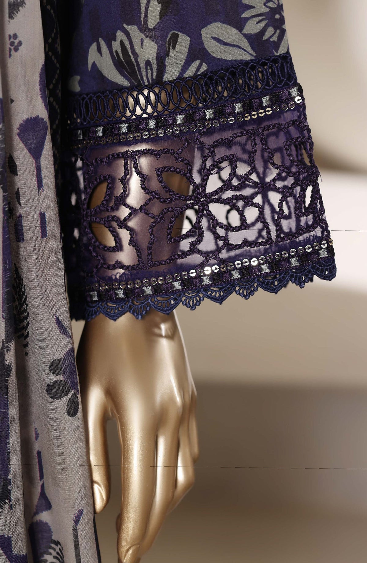 Malika by Sadabahar Embroidered Stitched 3 Piece Suit - Design-08 - SBD26SUI - Blue - Summer Collection