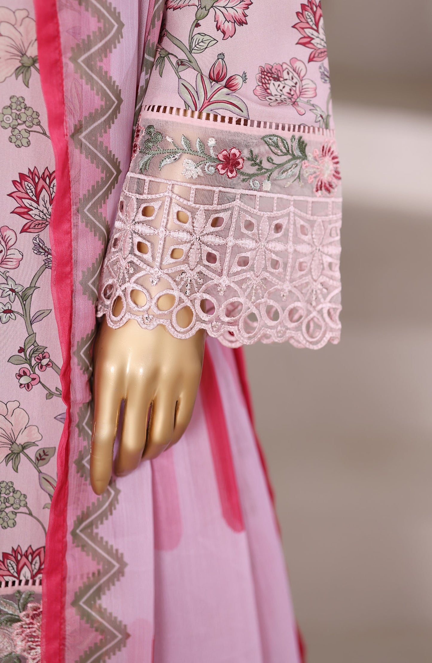 Malika by Sadabahar Embroidered Viscose Stitched 3 Piece Suit - D-01 - SBD25VFR - Pink - Winter Collection