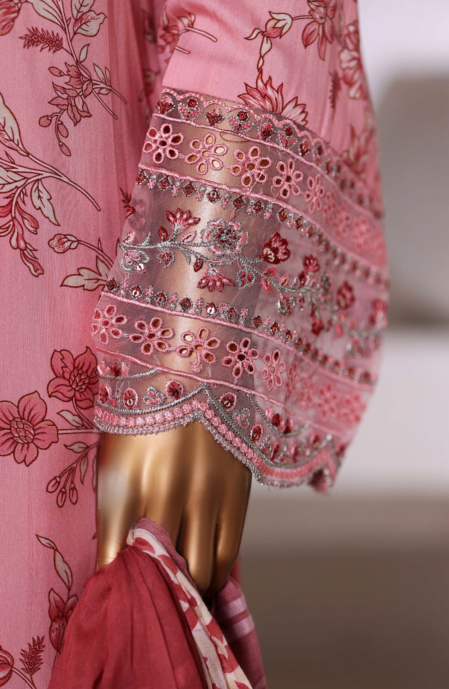 Malika by Sadabahar Embroidered Viscose Stitched 3 Piece Suit - D-02 - SBD25VSHI - Pink - Winter Collection
